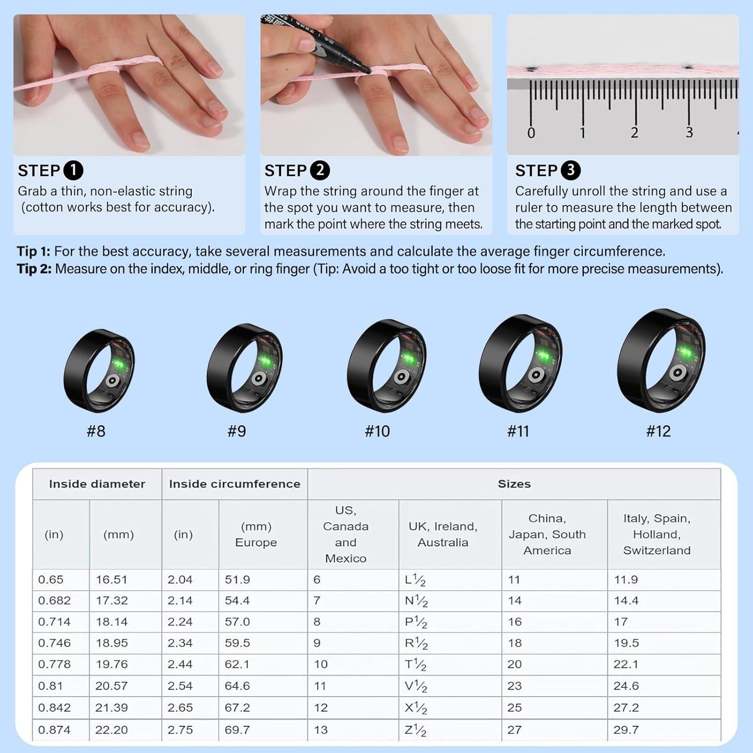 Anillo Inteligente BANGALORE VR11 para Hombres y Mujeres - Monitoreo de Salud y Actividad