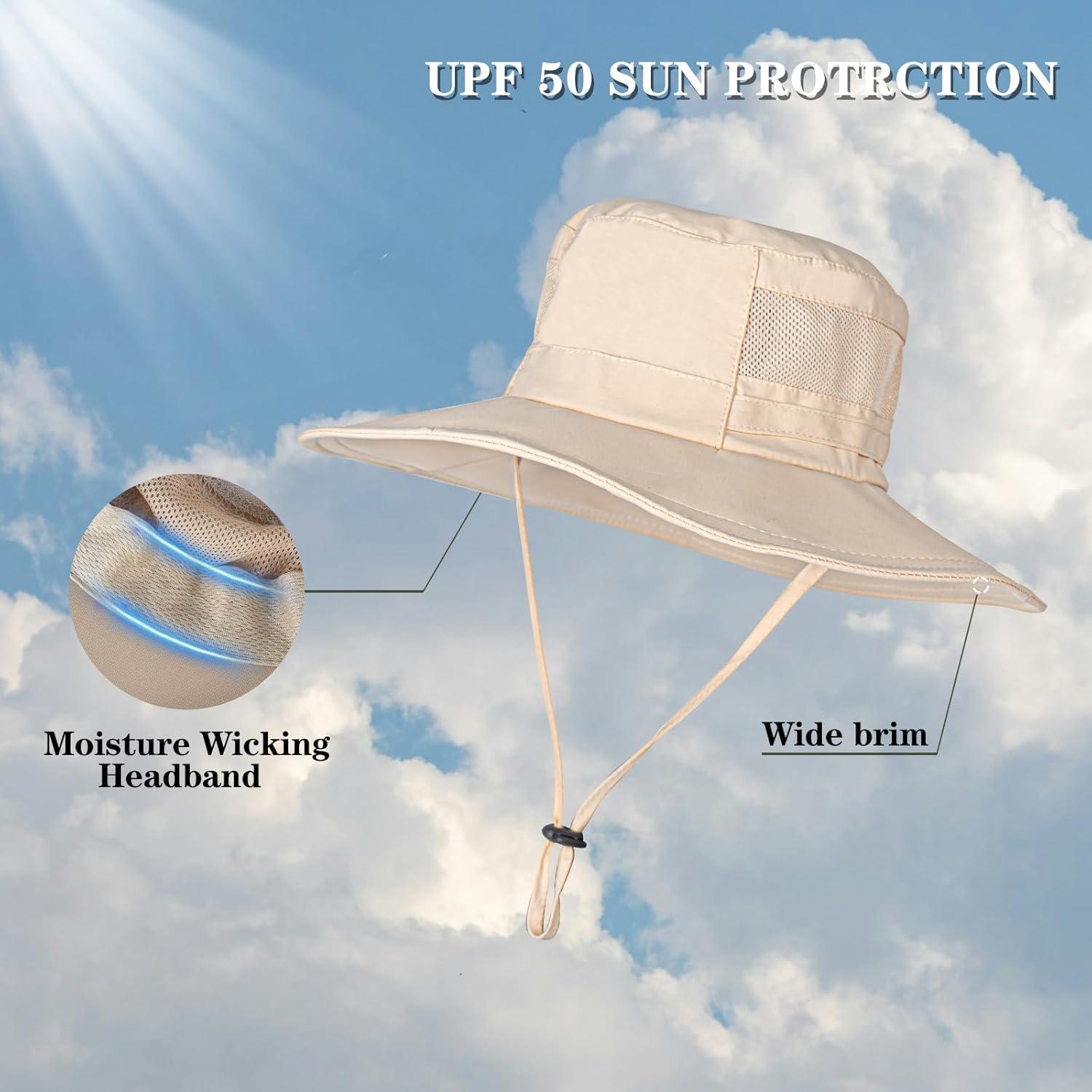 Sombrero de Sol Unisex Beige UPF 50+ Impermeable Plegable