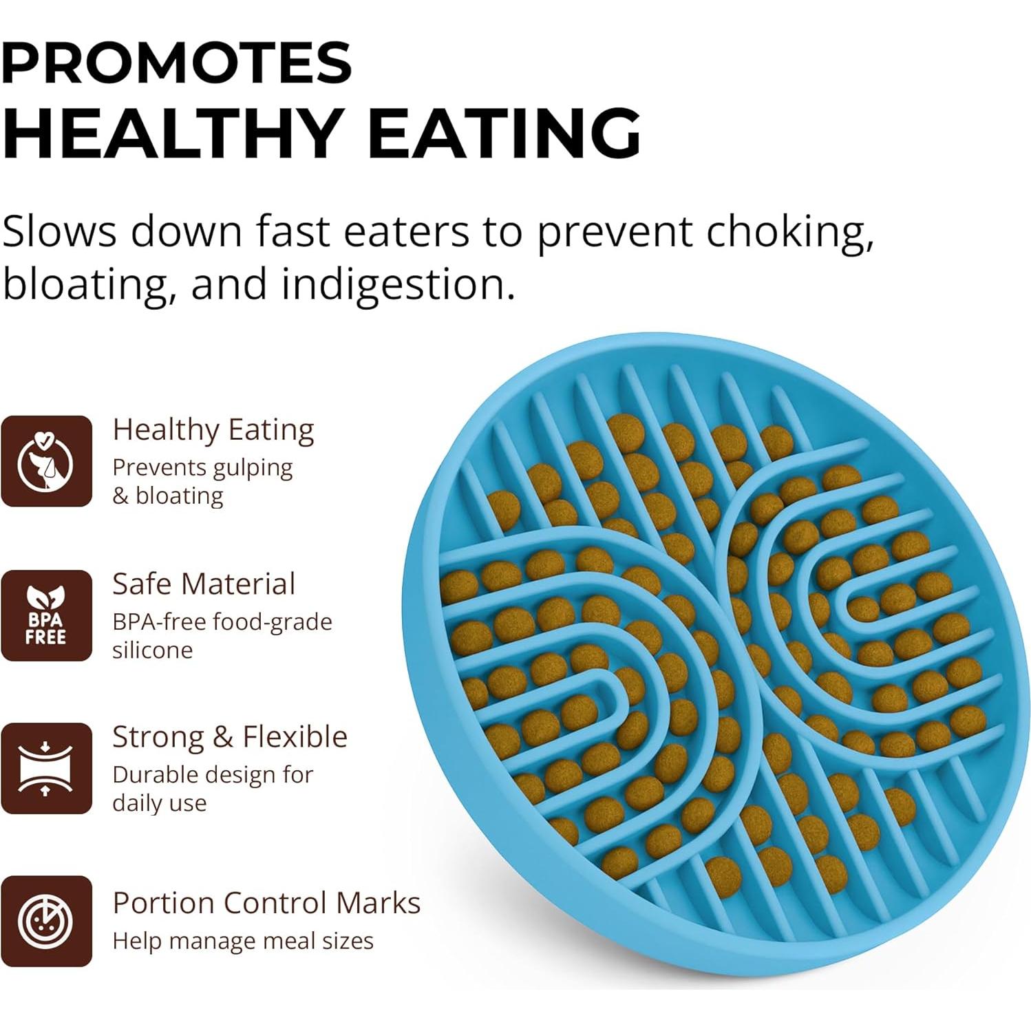 Cuenco Antideslizante para Perros de Alimentación Lenta Azul