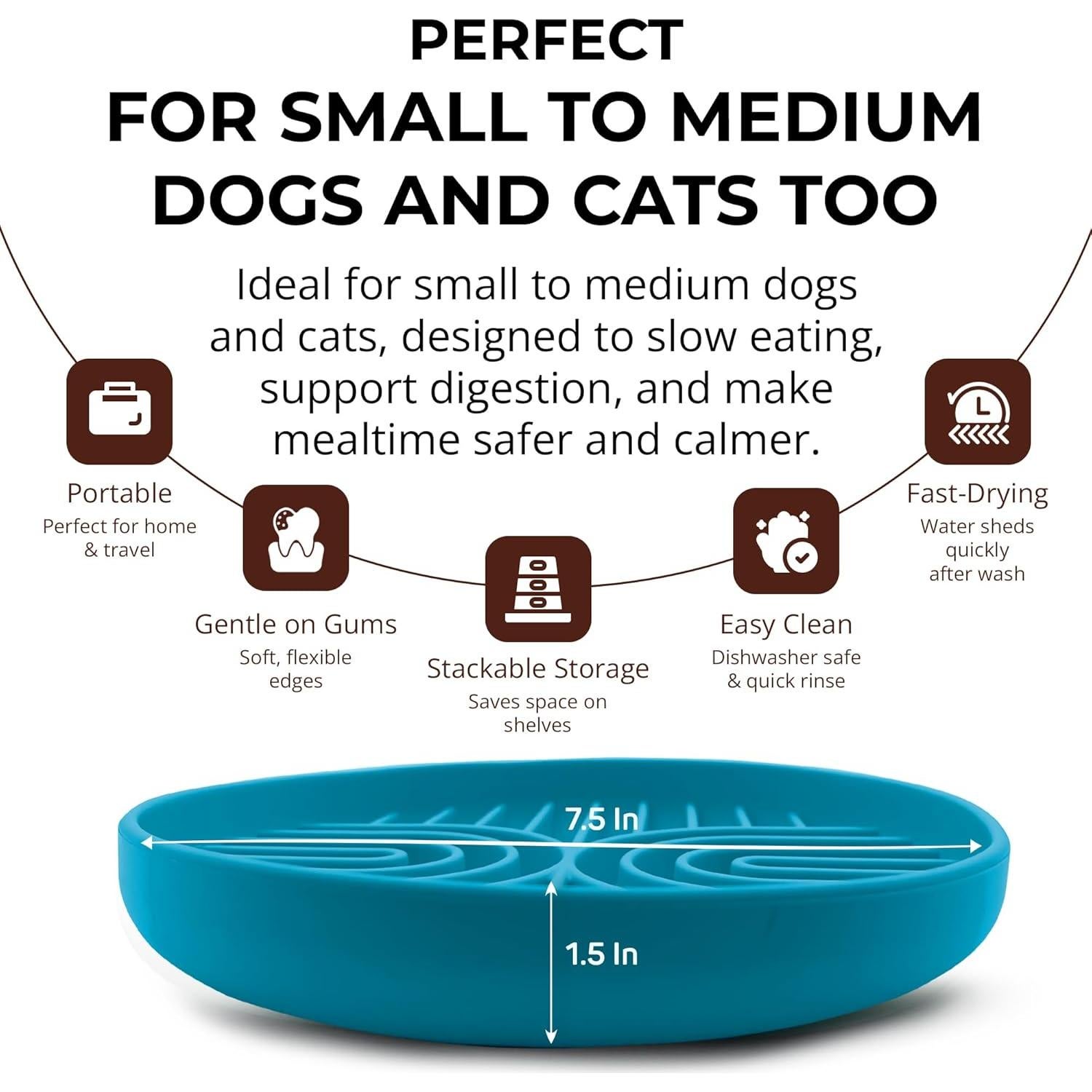 Cuenco Antideslizante para Perros de Alimentación Lenta Azul