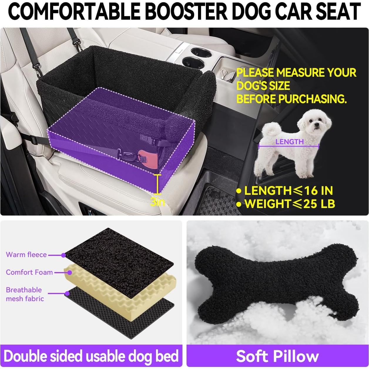 Asiento elevador para perros pequeños TKYZ - Cuero PU Negro