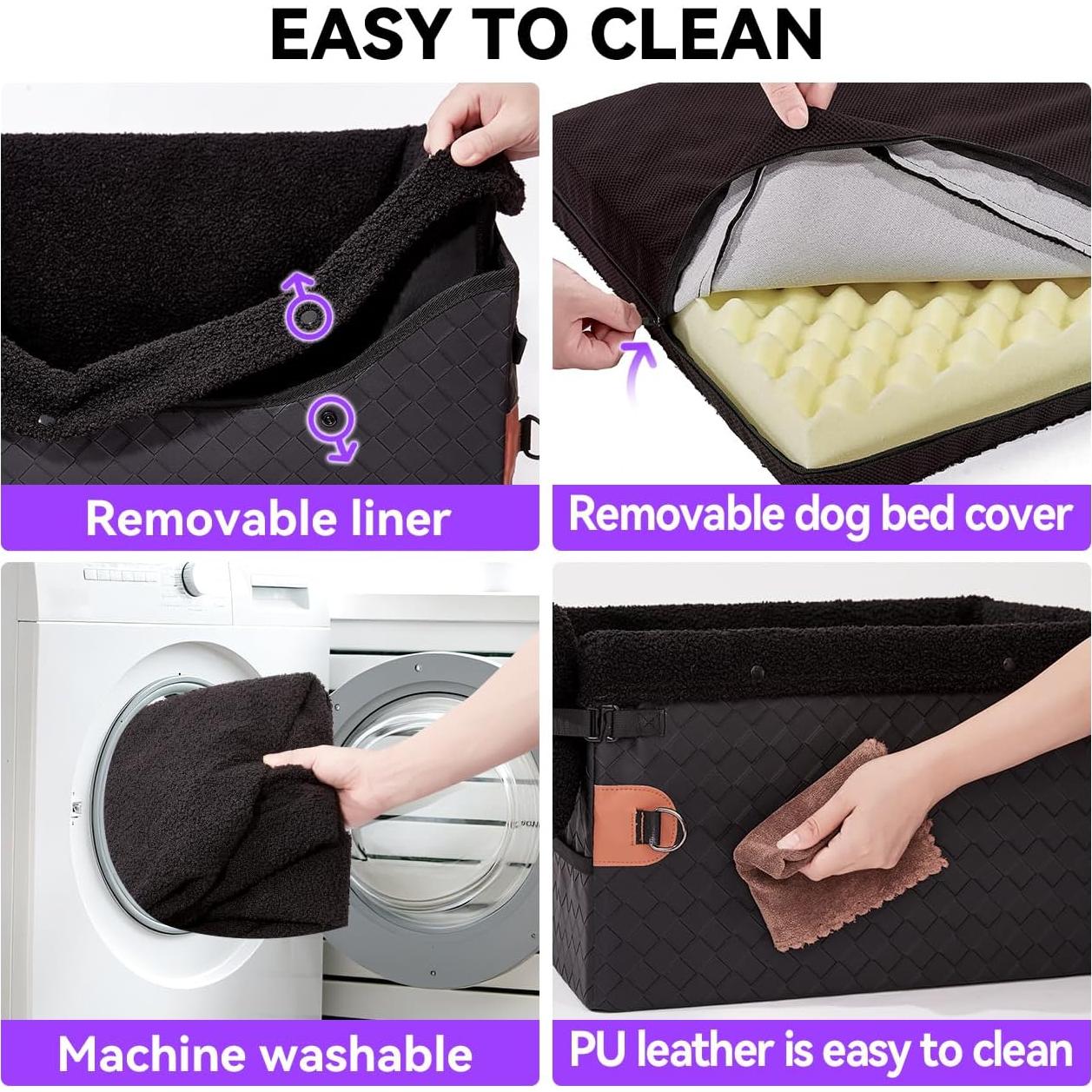 Asiento elevador para perros pequeños TKYZ - Cuero PU Negro