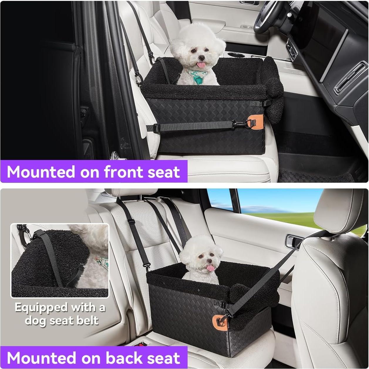 Asiento elevador para perros pequeños TKYZ - Cuero PU Negro