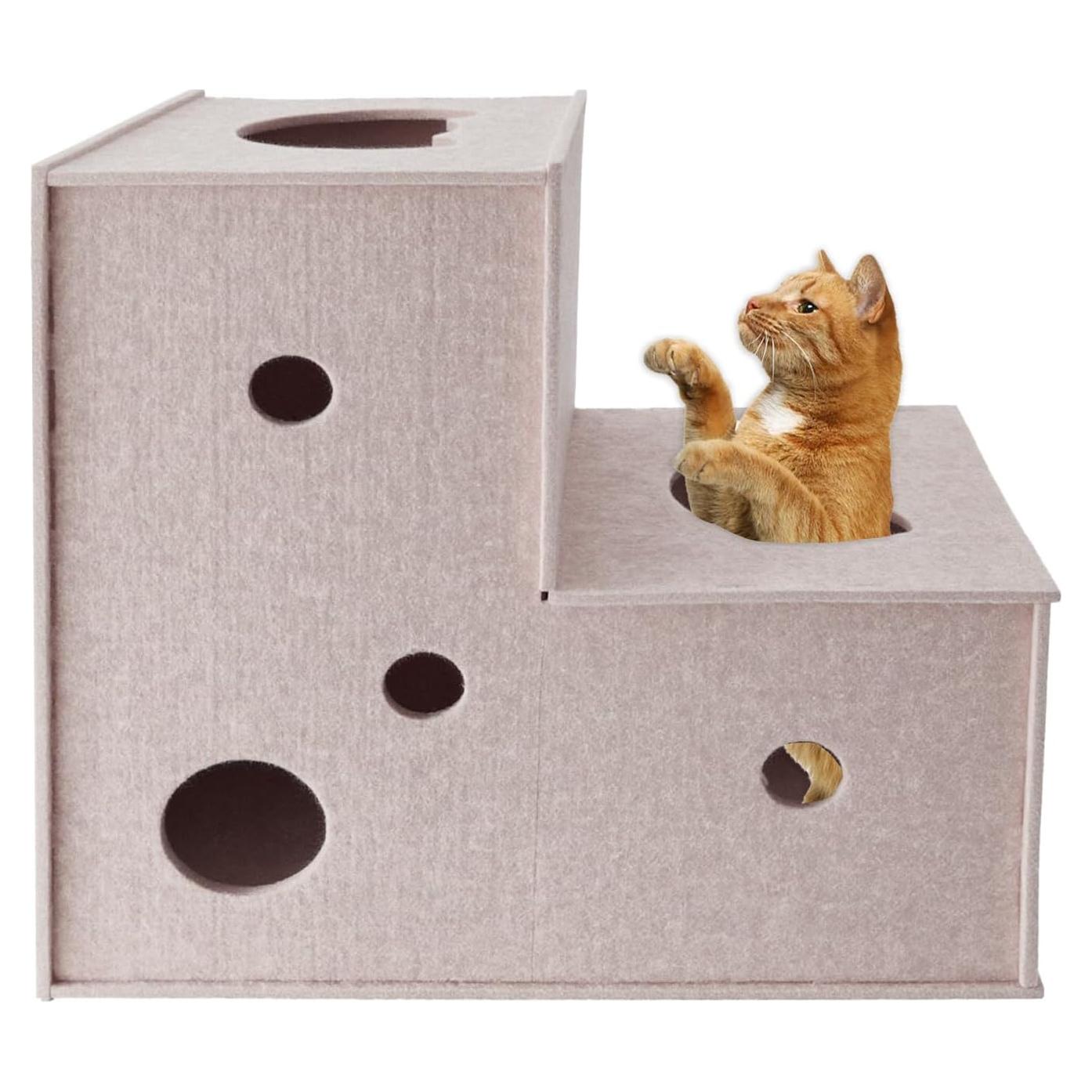 Túnel para Gatos Homegroove Beige en Forma de L 57x57 cm