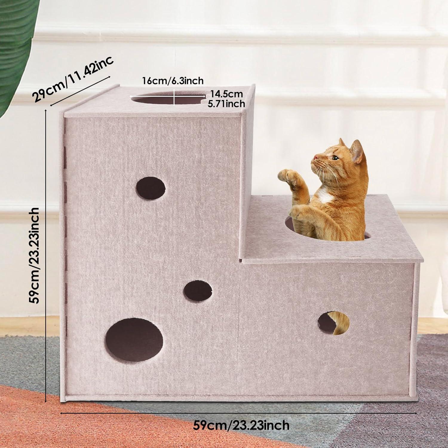 Túnel para Gatos Homegroove Beige en Forma de L 57x57 cm