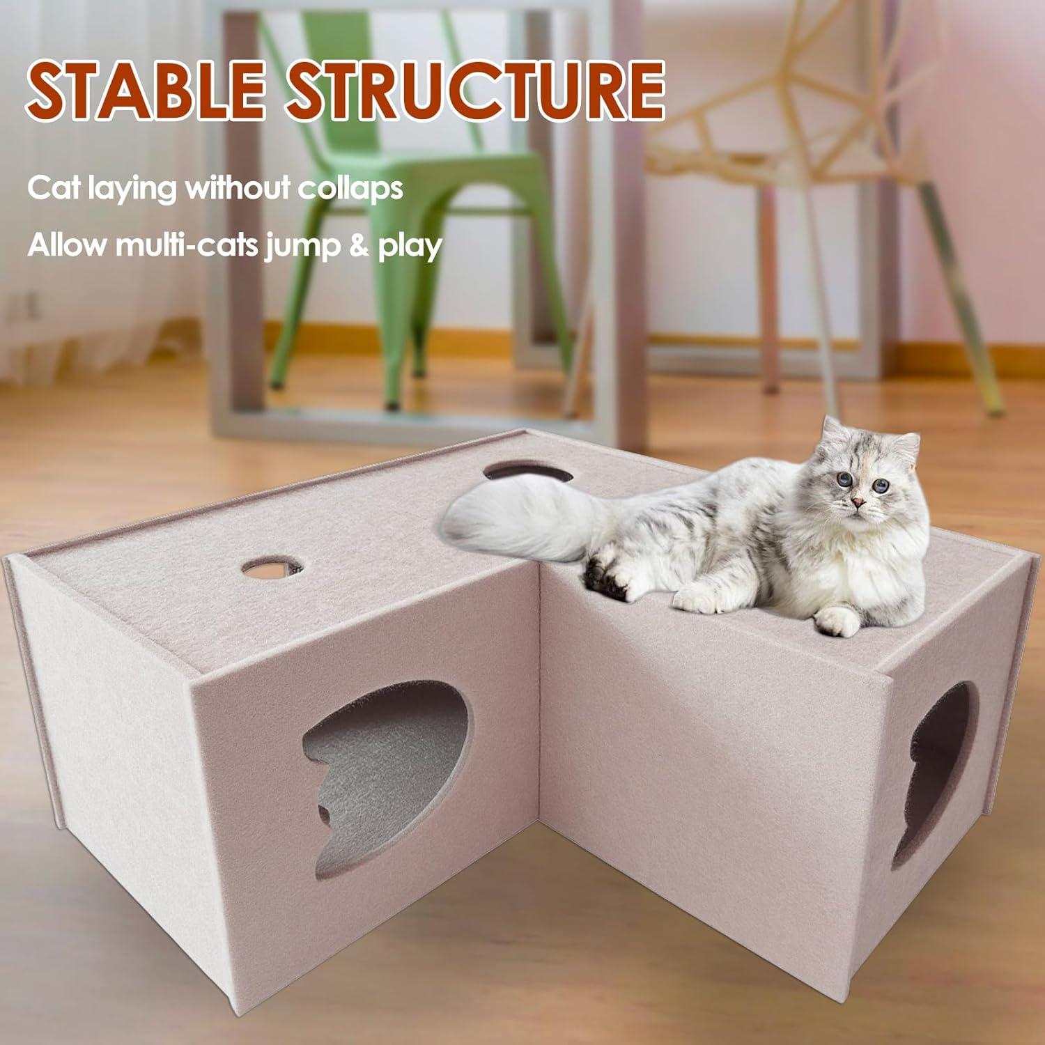 Túnel para Gatos Homegroove Beige en Forma de L 57x57 cm