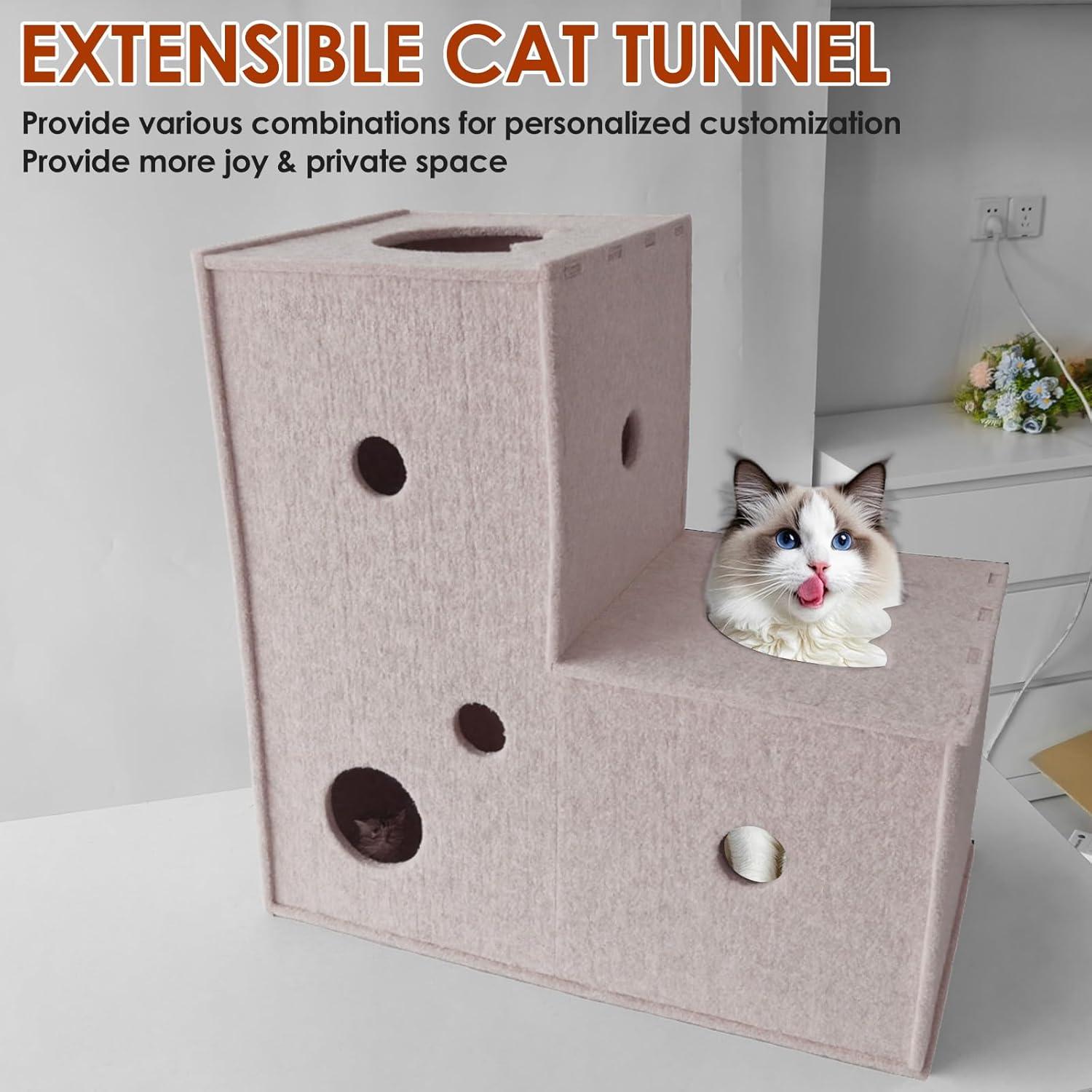 Túnel para Gatos Homegroove Beige en Forma de L 57x57 cm