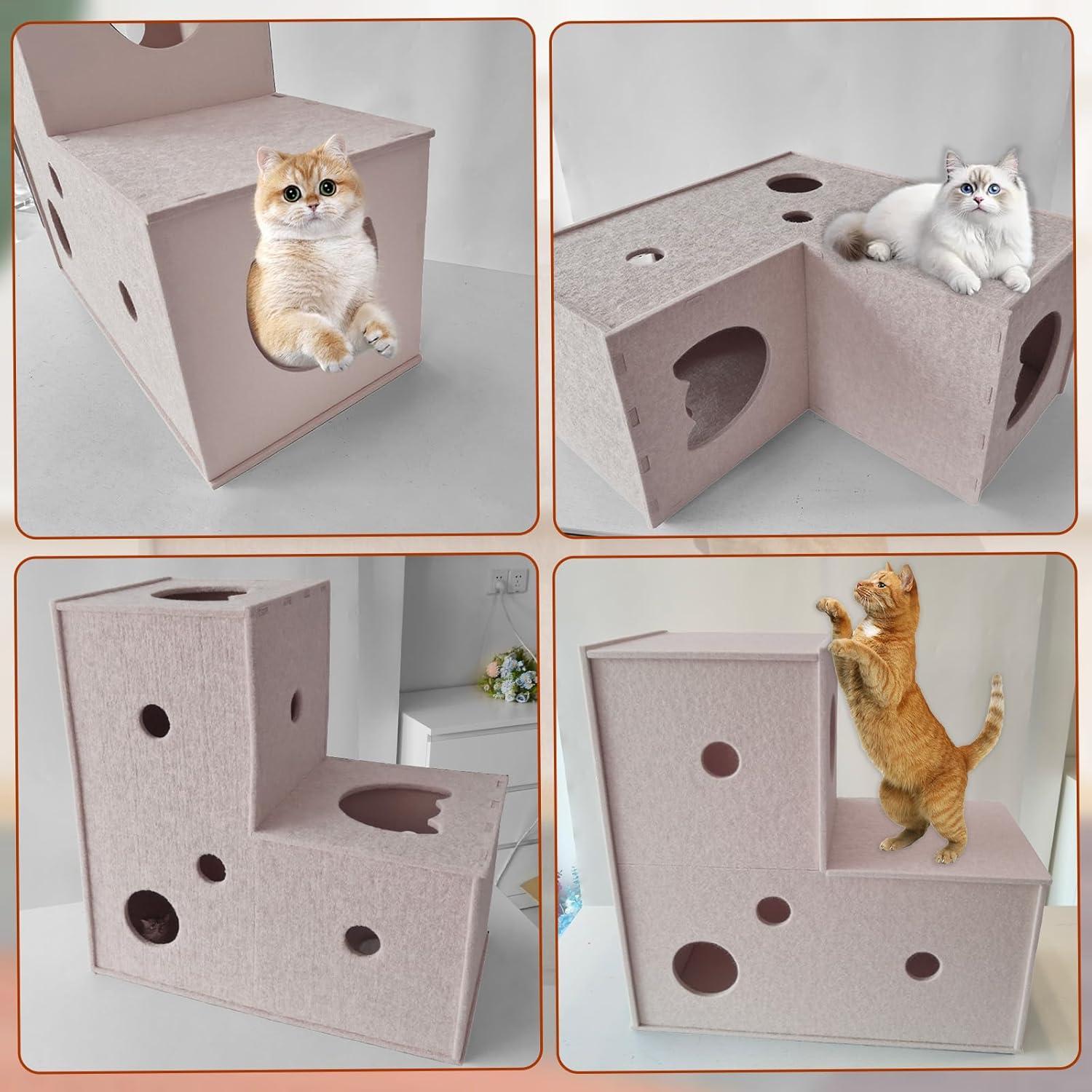 Túnel para Gatos Homegroove Beige en Forma de L 57x57 cm