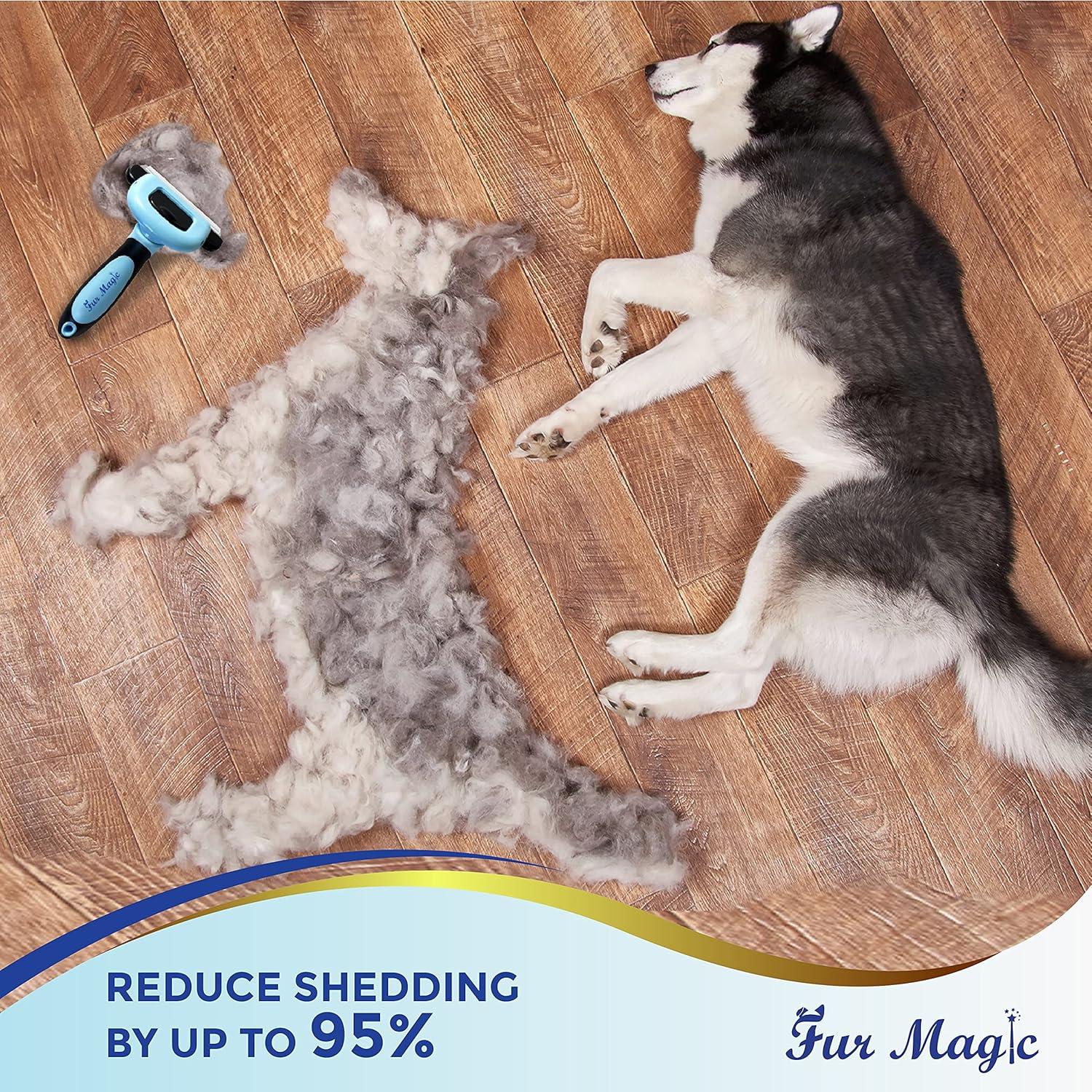 Fur Magic Kit de Aseo Mediano para Perros y Gatos - Cepillos Deshedding y Desenredar