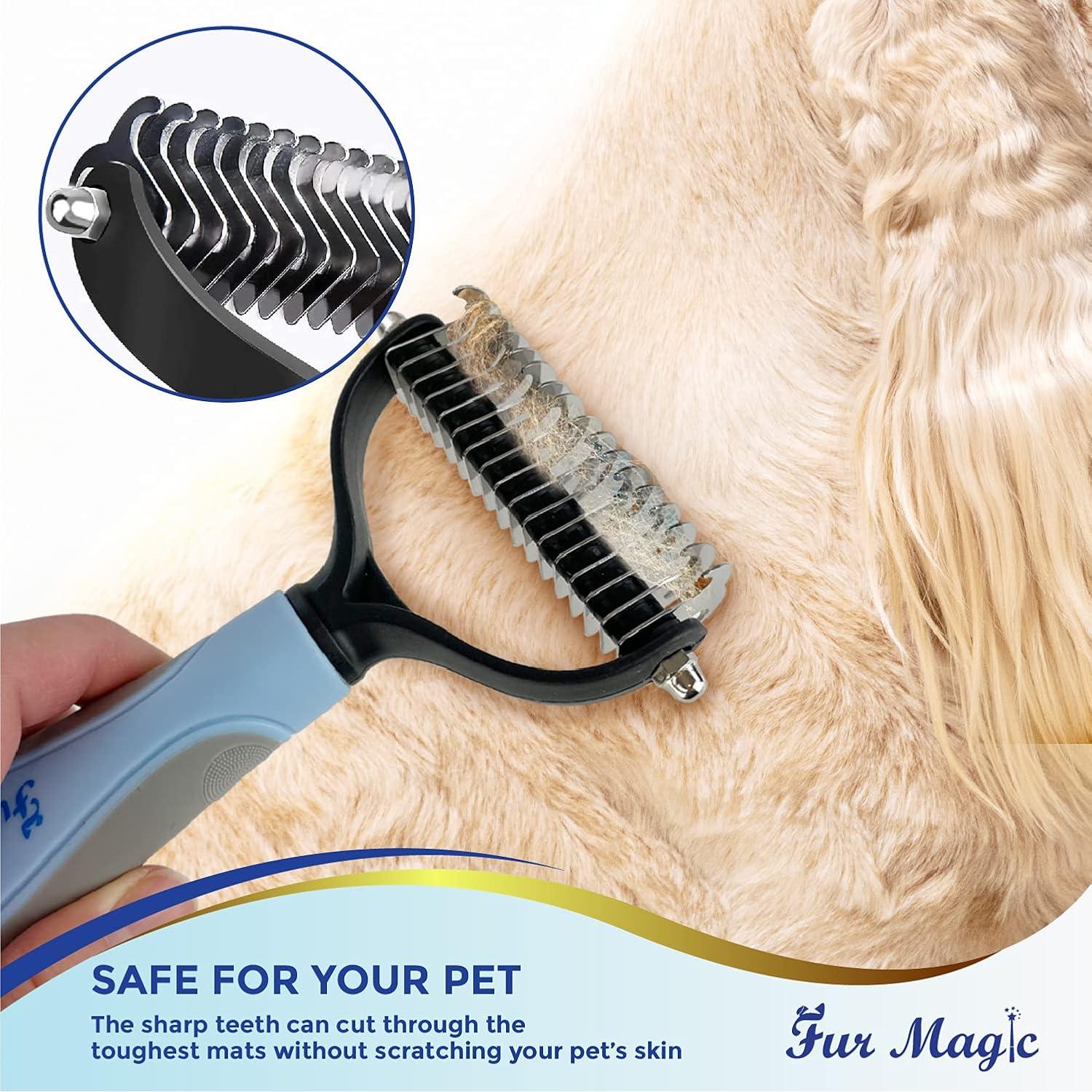 Fur Magic Kit de Aseo Mediano para Perros y Gatos - Cepillos Deshedding y Desenredar