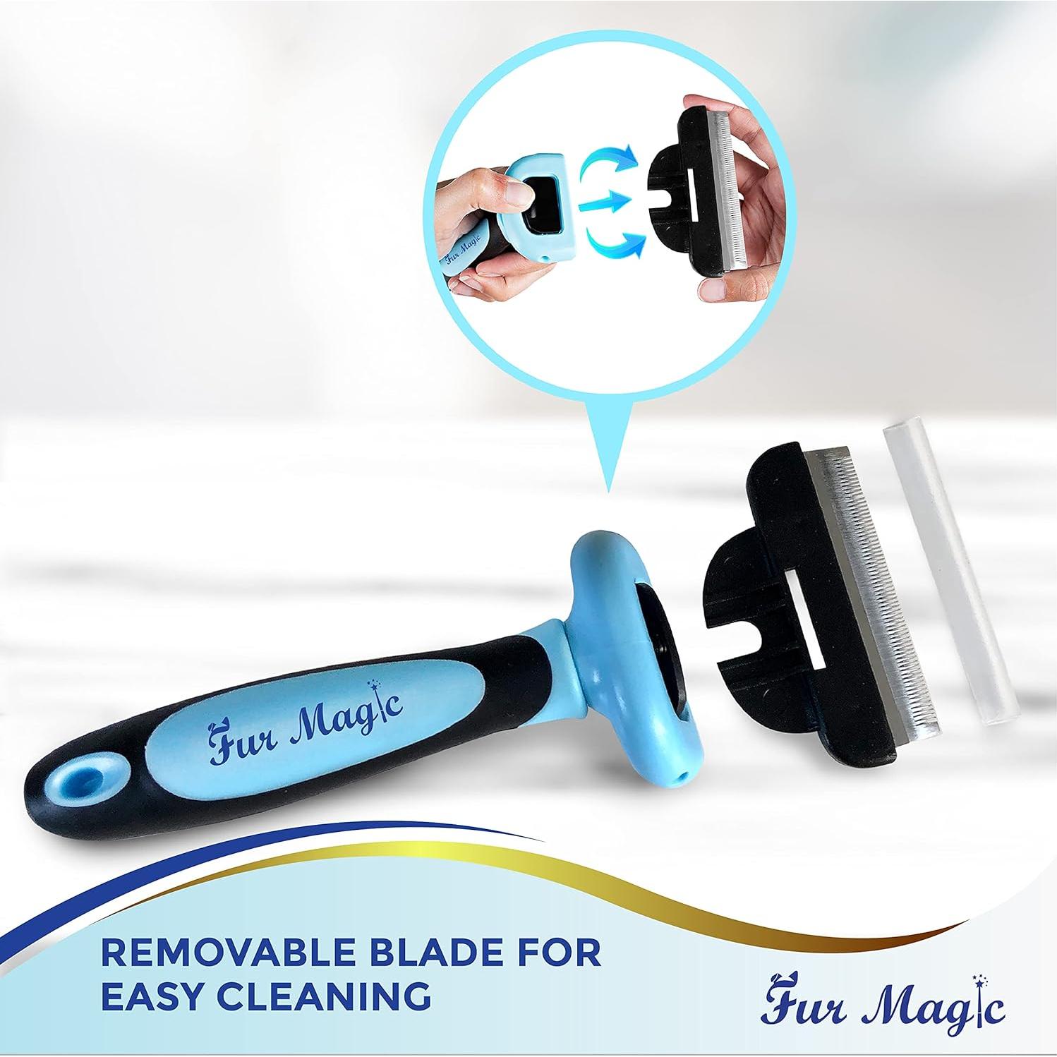 Fur Magic Kit de Aseo Mediano para Perros y Gatos - Cepillos Deshedding y Desenredar