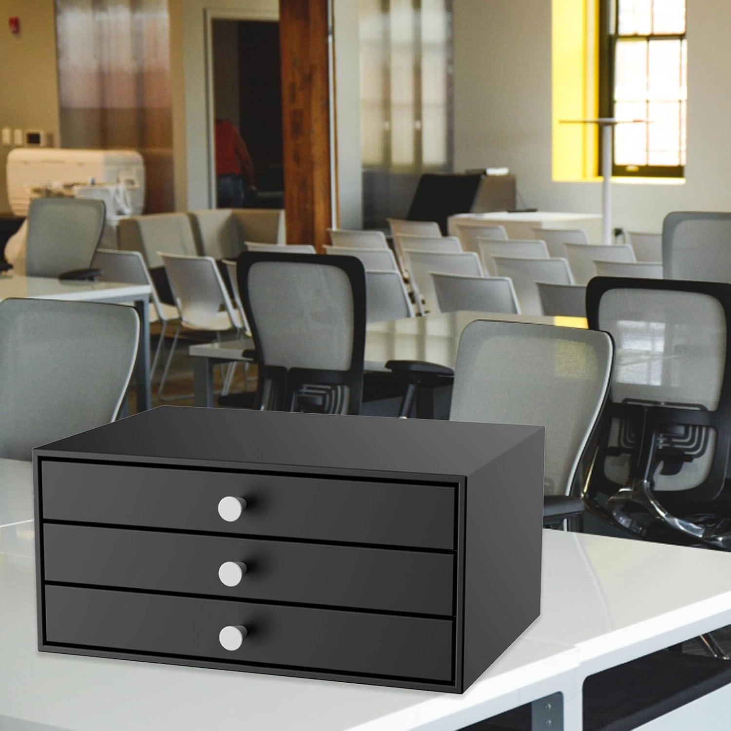 Organizador de Escritorio Svartur Metal 3 Cajones A4 Negro