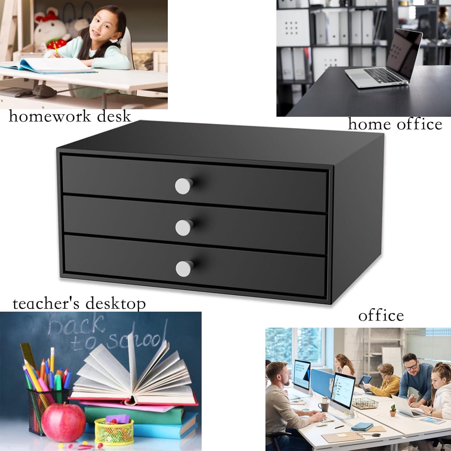 Organizador de Escritorio Svartur Metal 3 Cajones A4 Negro