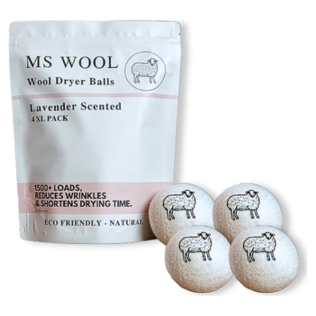 Bolas de Secado de Lana Ms Wool - 4 XL con Aroma a Lavanda