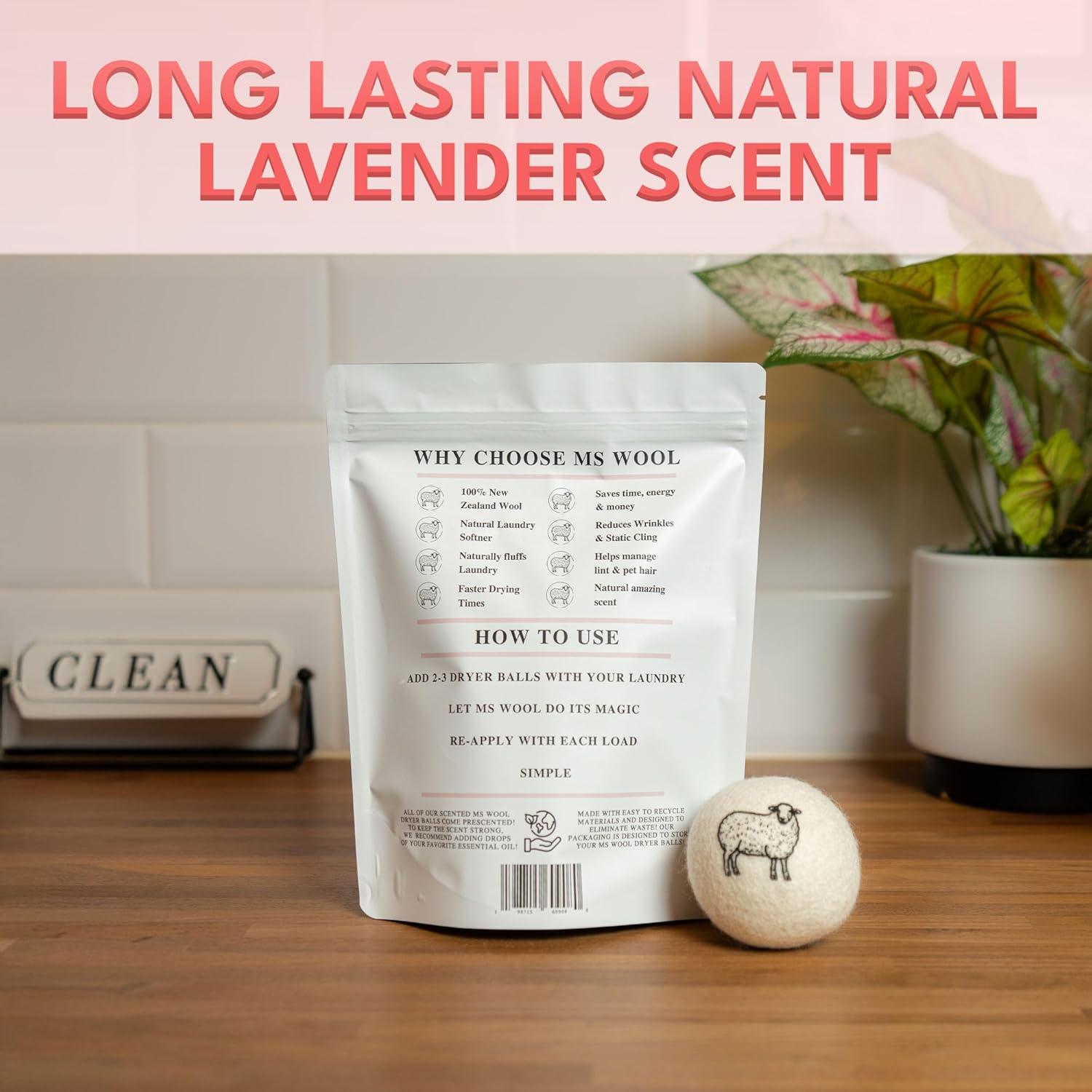 Bolas de Secado de Lana Ms Wool - 4 XL con Aroma a Lavanda