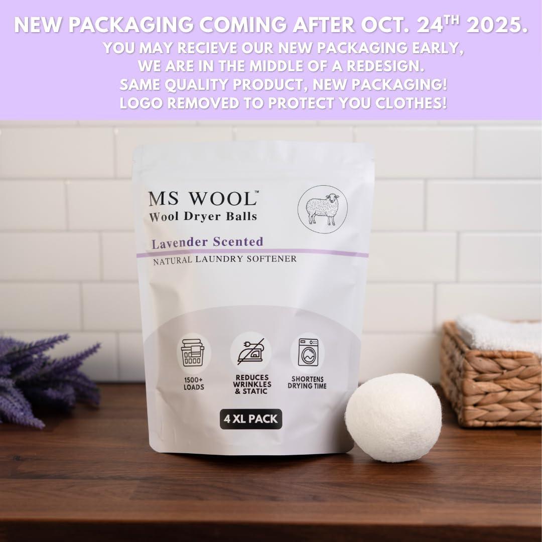 Bolas de Secado de Lana Ms Wool - 4 XL con Aroma a Lavanda