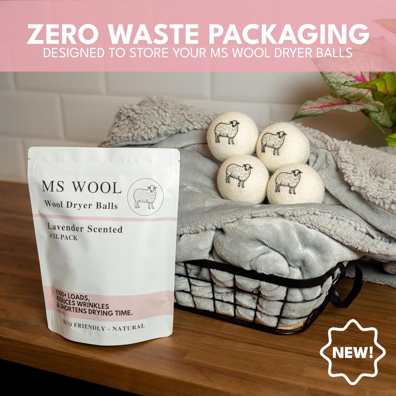 Bolas de Secado de Lana Ms Wool - 4 XL con Aroma a Lavanda