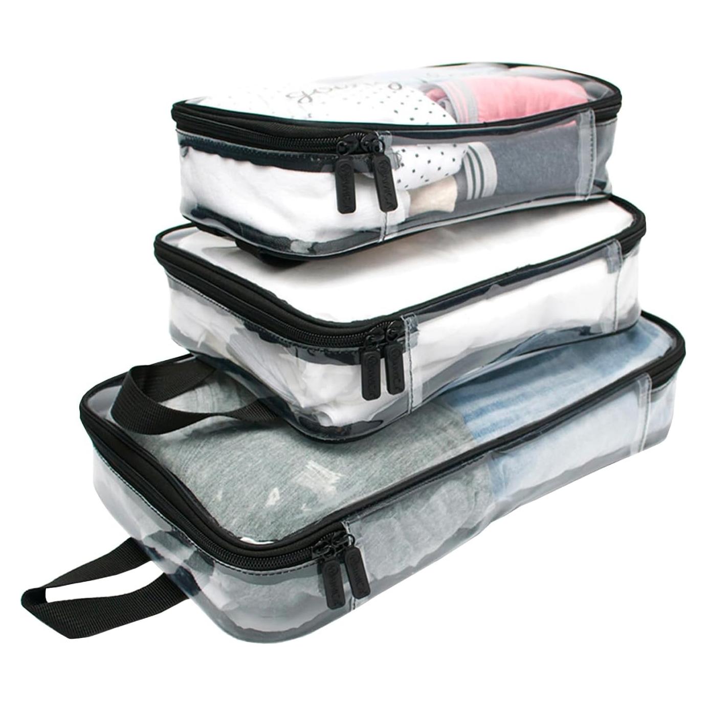 Conjunto de Cubos de Empaque Miamica 3 Piezas Claro/Negro