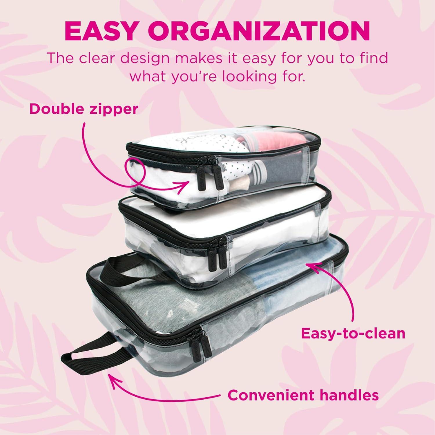 Conjunto de Cubos de Empaque Miamica 3 Piezas Claro/Negro