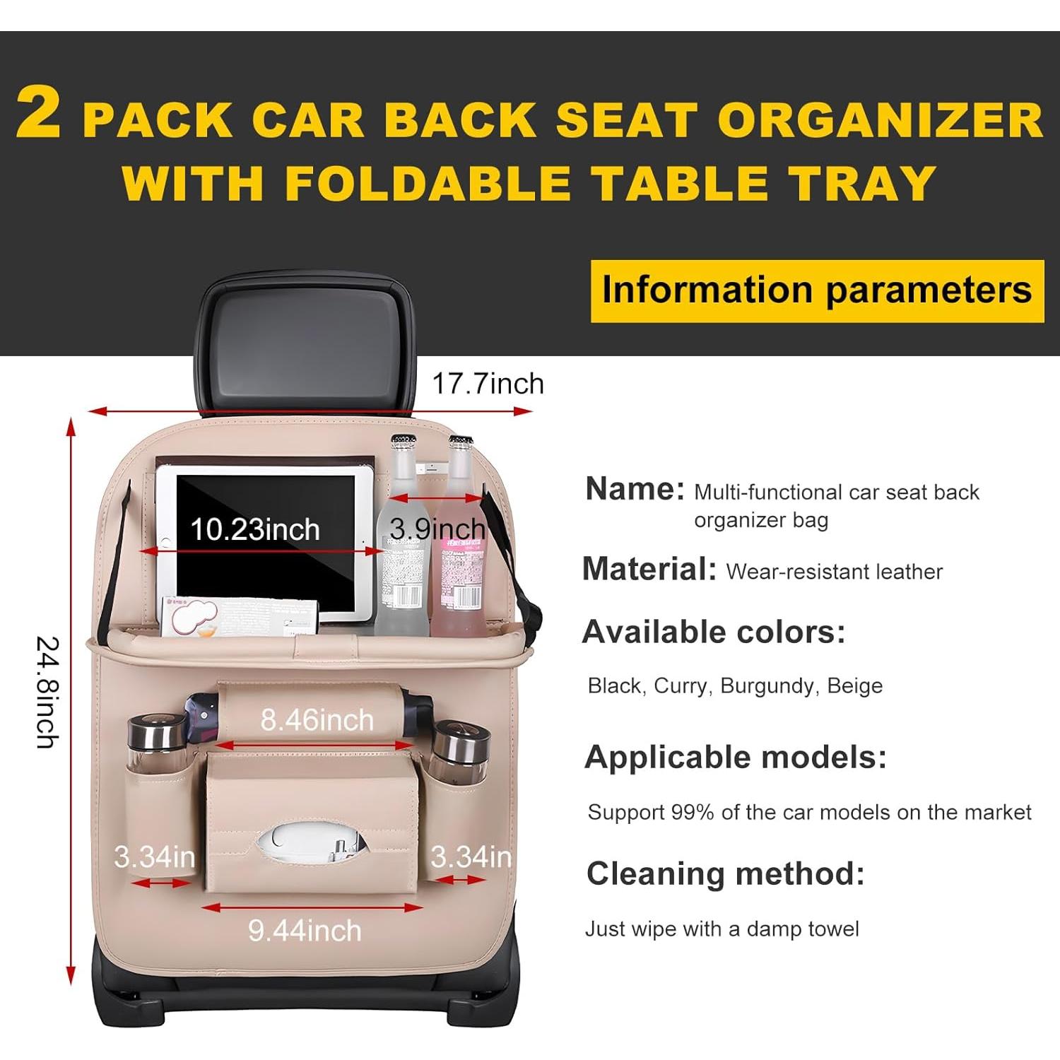 Organizador de Asiento Trasero de Coche Povtii Beige Impermeable