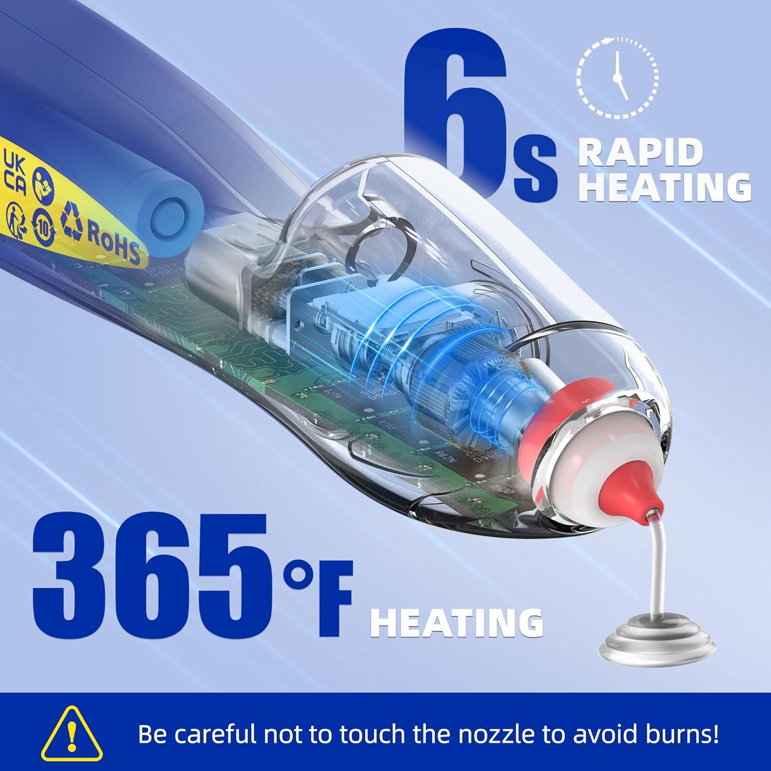 Pistola de Pegamento Caliente Inalámbrica DOINOW Azul 6s Calentamiento Rápido
