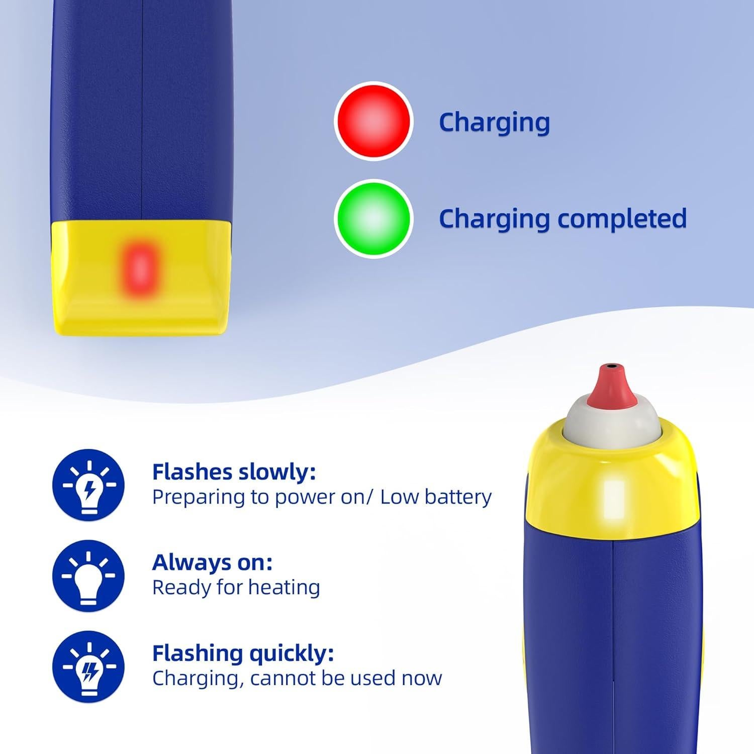 Pistola de Pegamento Caliente Inalámbrica DOINOW Azul 6s Calentamiento Rápido