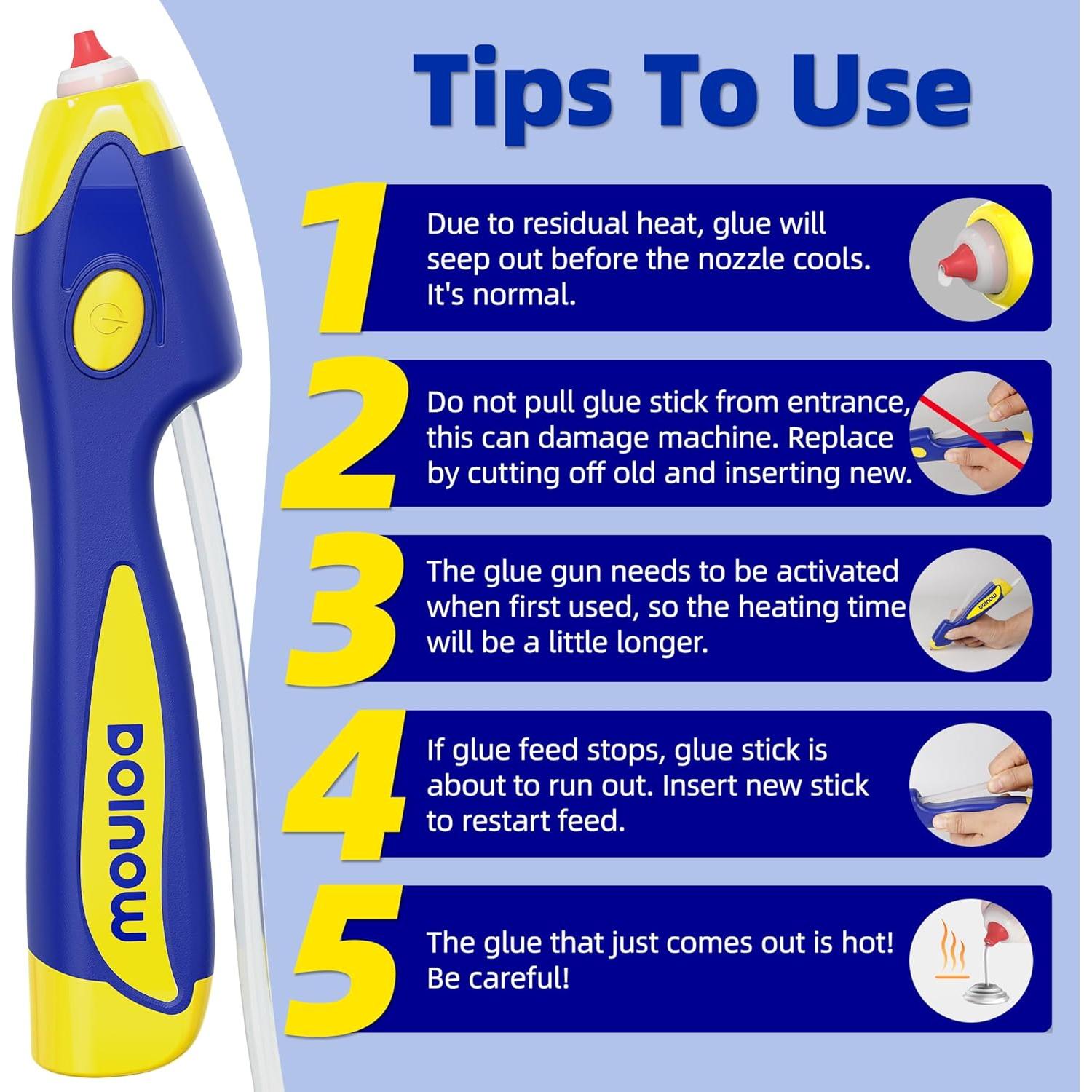 Pistola de Pegamento Caliente Inalámbrica DOINOW Azul 6s Calentamiento Rápido