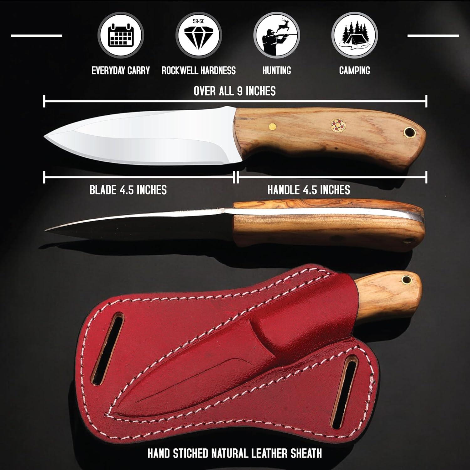 Cuchillo de Caza FH TRADERS 20.3 cm Acero Inoxidable Mango Madera