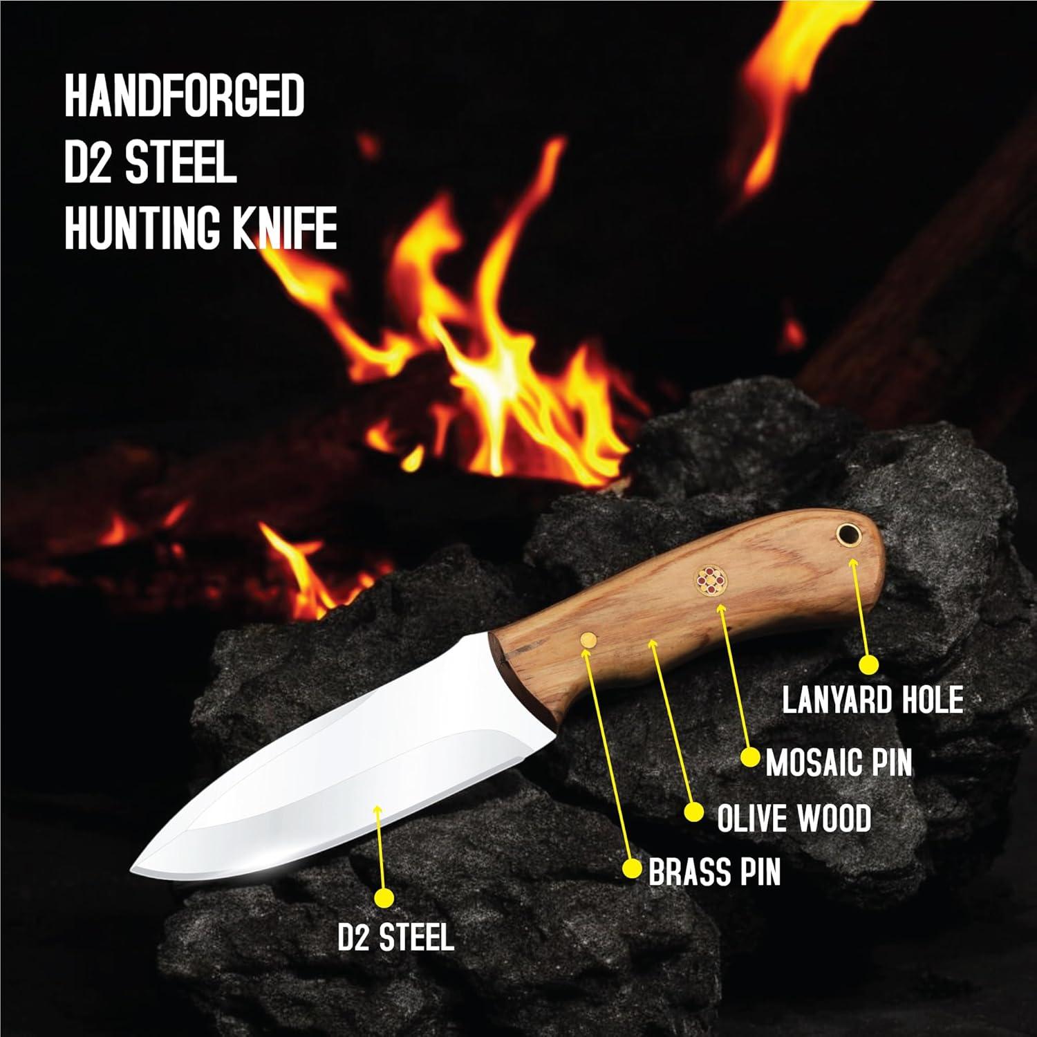 Cuchillo de Caza FH TRADERS 20.3 cm Acero Inoxidable Mango Madera