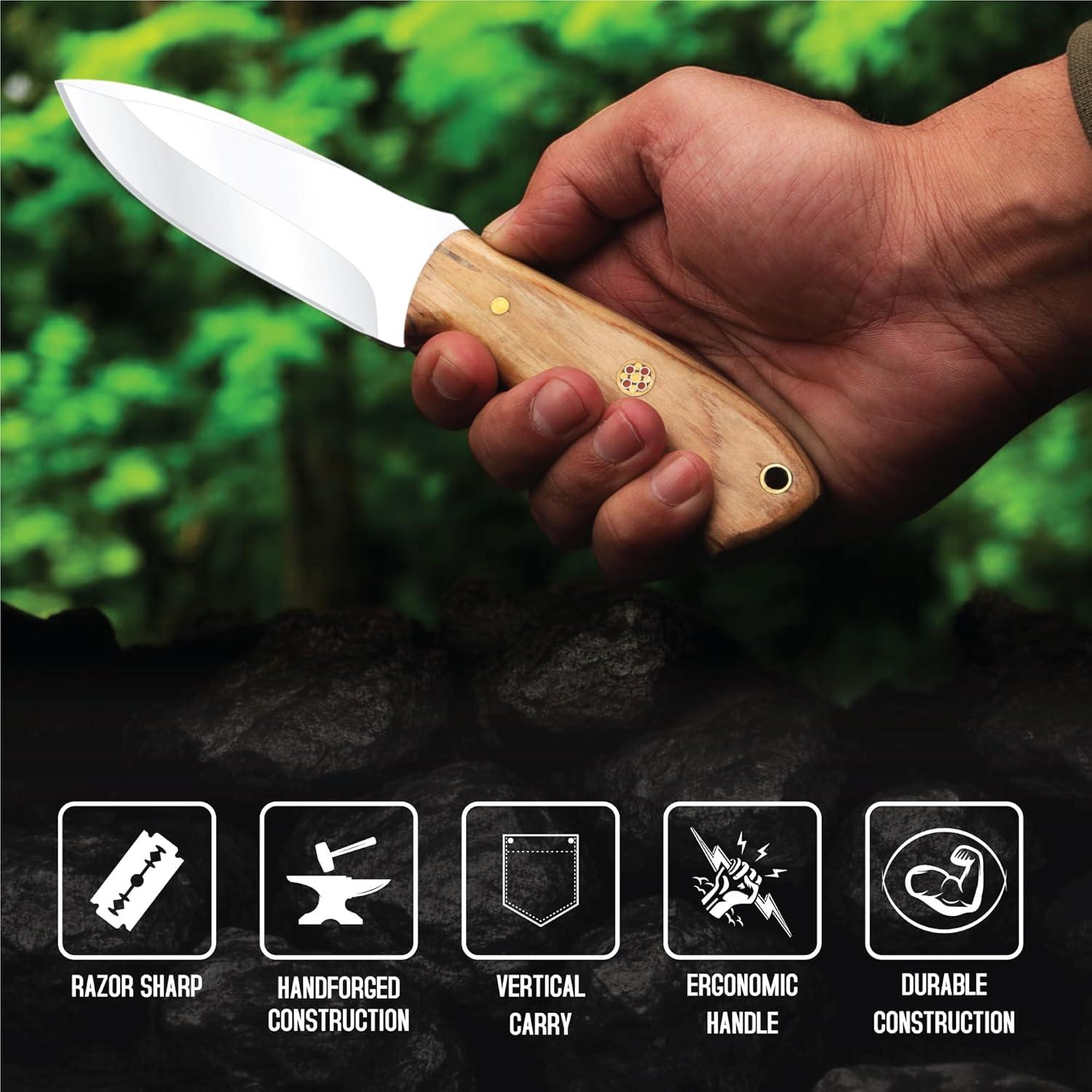 Cuchillo de Caza FH TRADERS 20.3 cm Acero Inoxidable Mango Madera