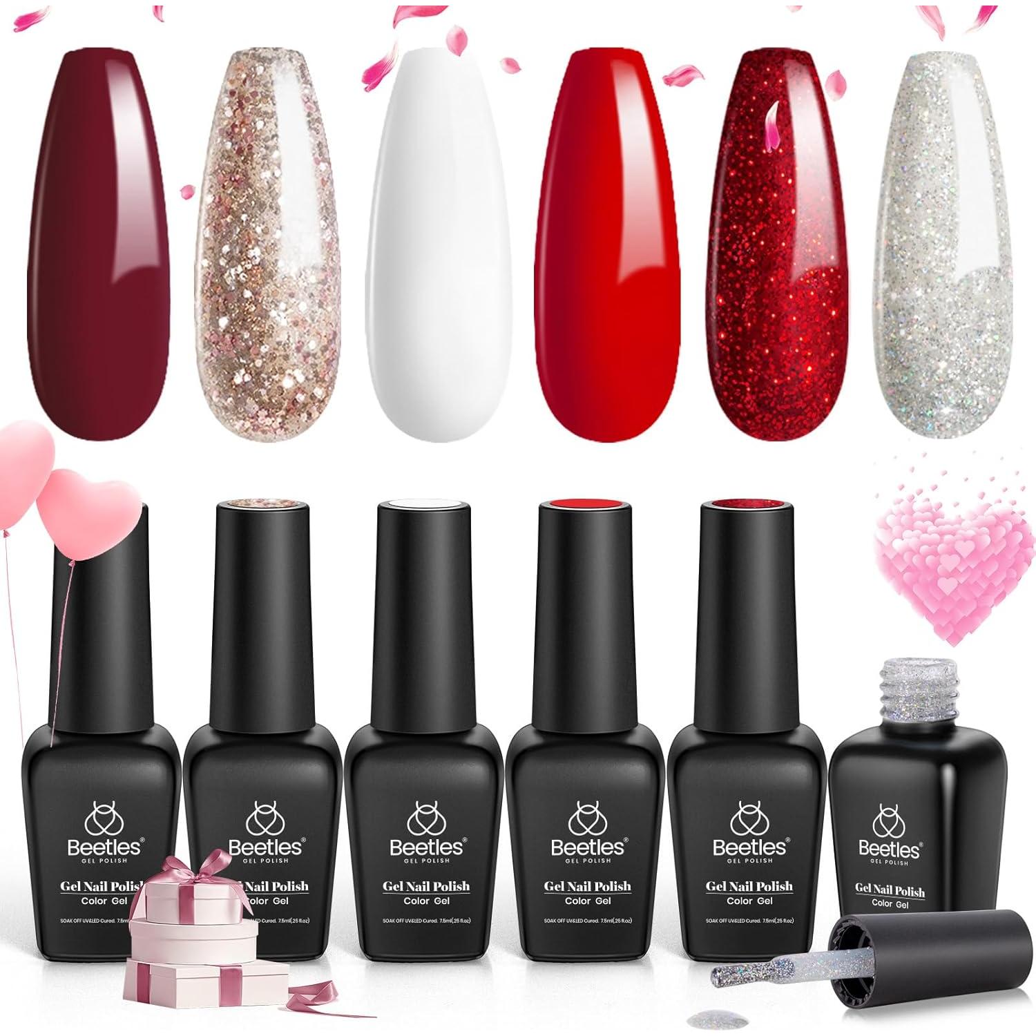 Set de 6 Esmaltes de Uñas en Gel Beetles - Colores Navideños