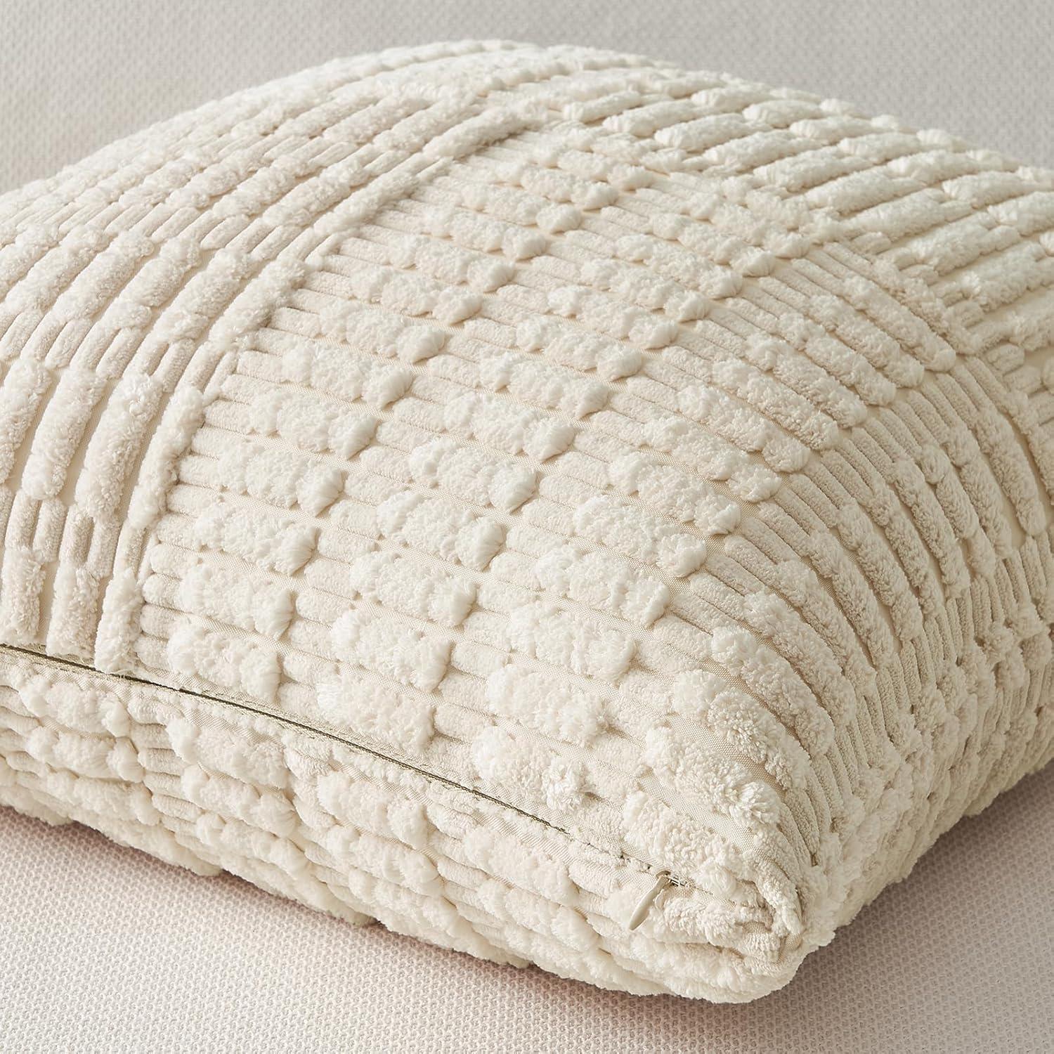 Funda de Cojín Topfinel Beige 50x50 cm Juego de 2 Corduroy