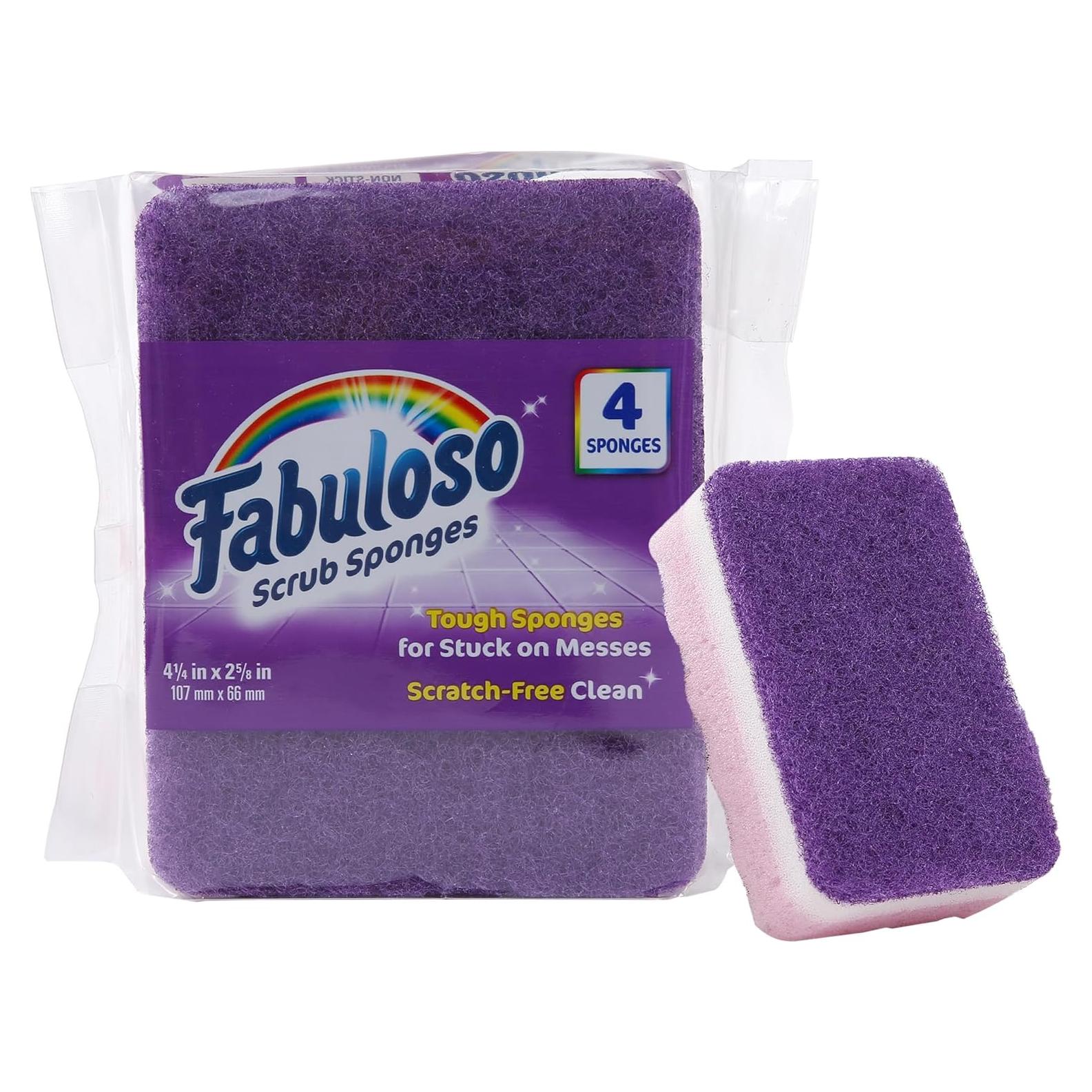 Esponjas Fabuloso Morado - 4 Unidades Sin Rayones 107mm