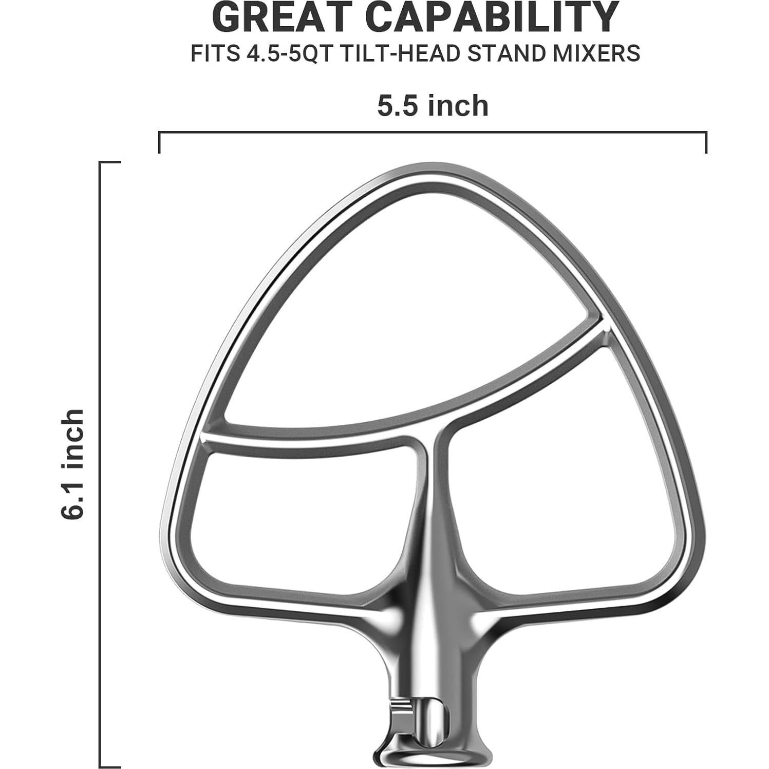 Batidor Plano de Acero Inoxidable InnoMoon para Kitchenaid 4.5-5Qt