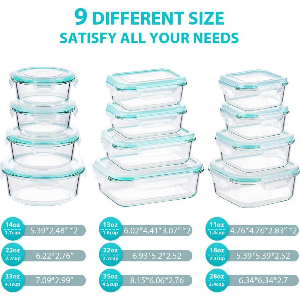 Contenedores de Almacenamiento de Vidrio BAYCO 24 Piezas Herméticos