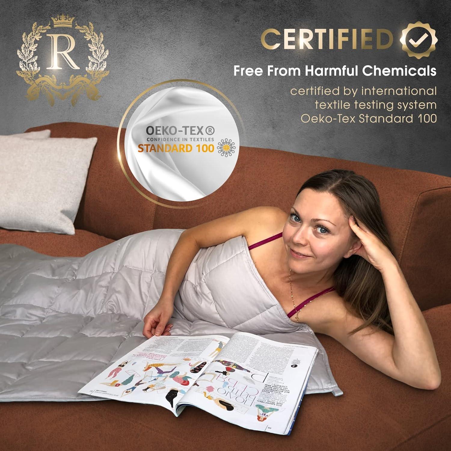 Manta con peso Royal Therapy 122x198cm 9kg Algodón Aguamarina