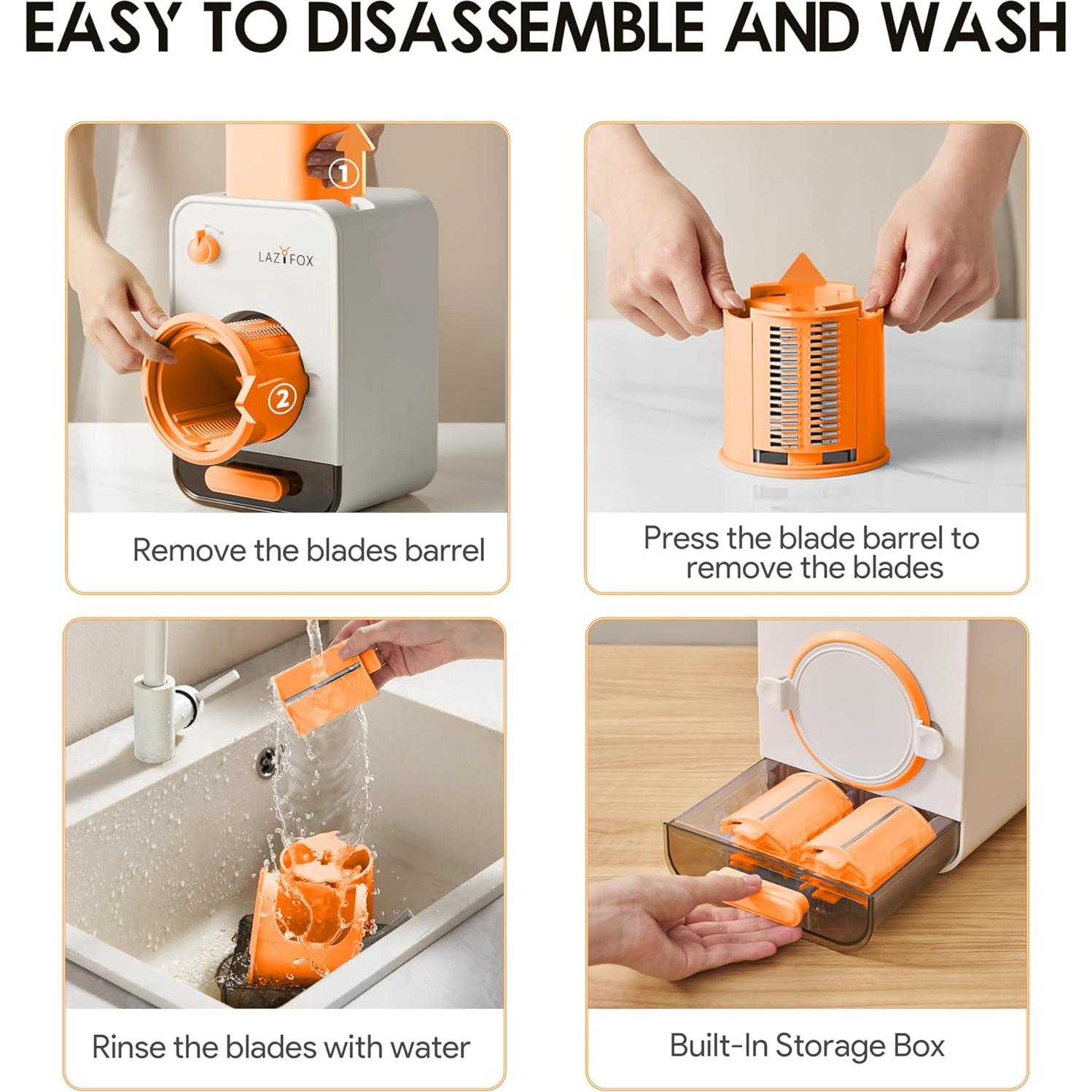 Rallador Eléctrico 5 en 1 LAZYFOX - Cuchillas Acero Inoxidable