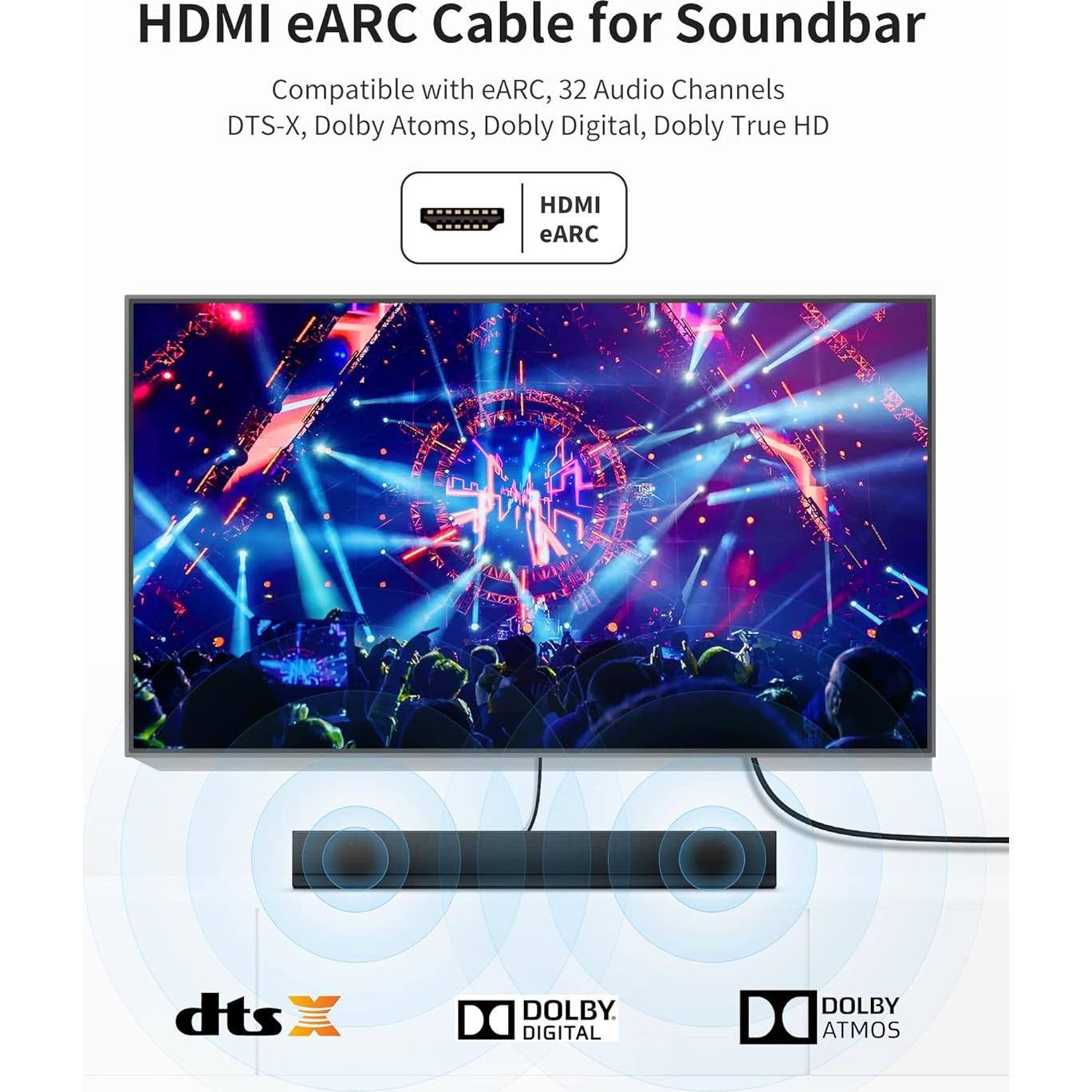 Cable HDMI ARC Silkland 1.0M 18Gbps eARC para TV y sonido