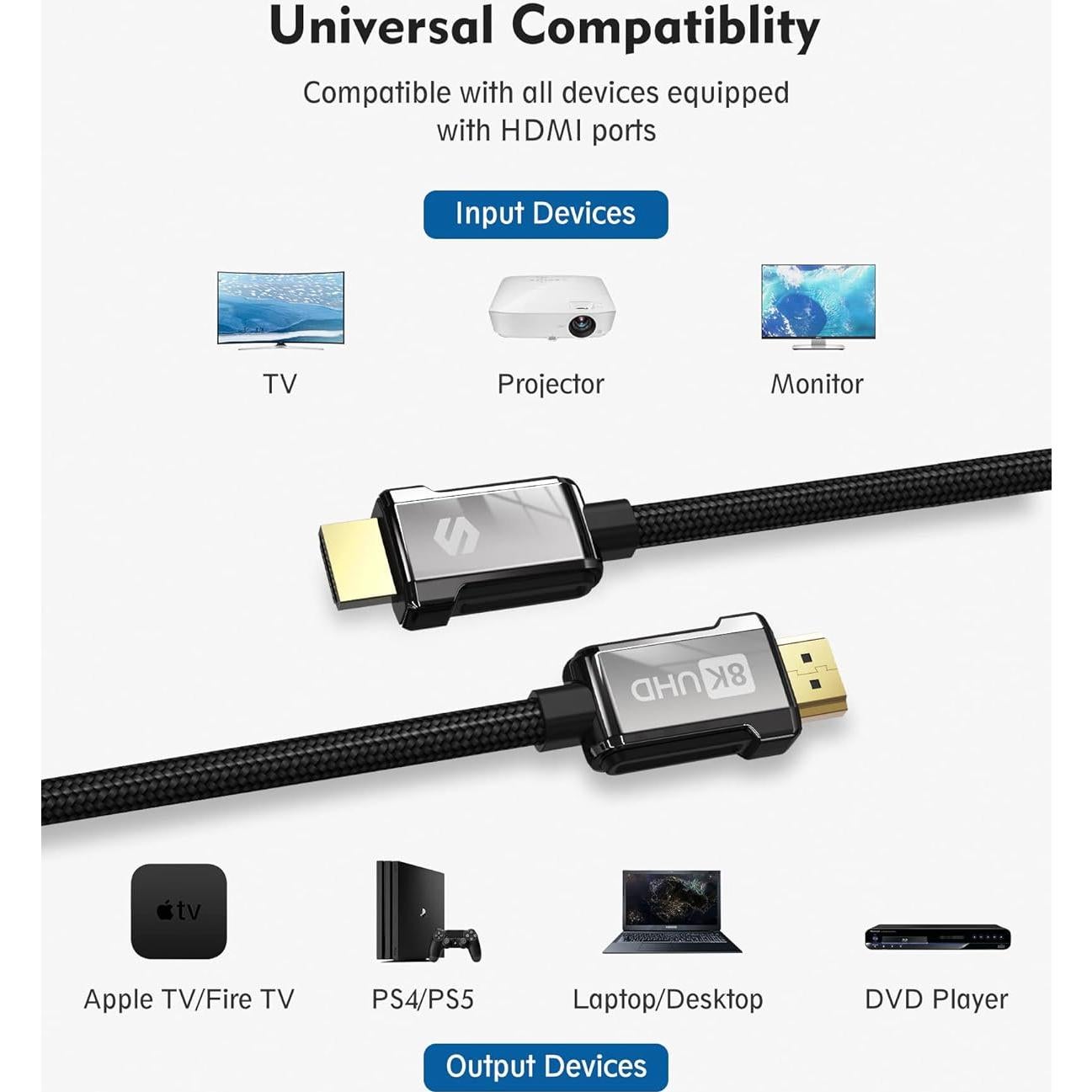 Cable HDMI ARC Silkland 1.0M 18Gbps eARC para TV y sonido