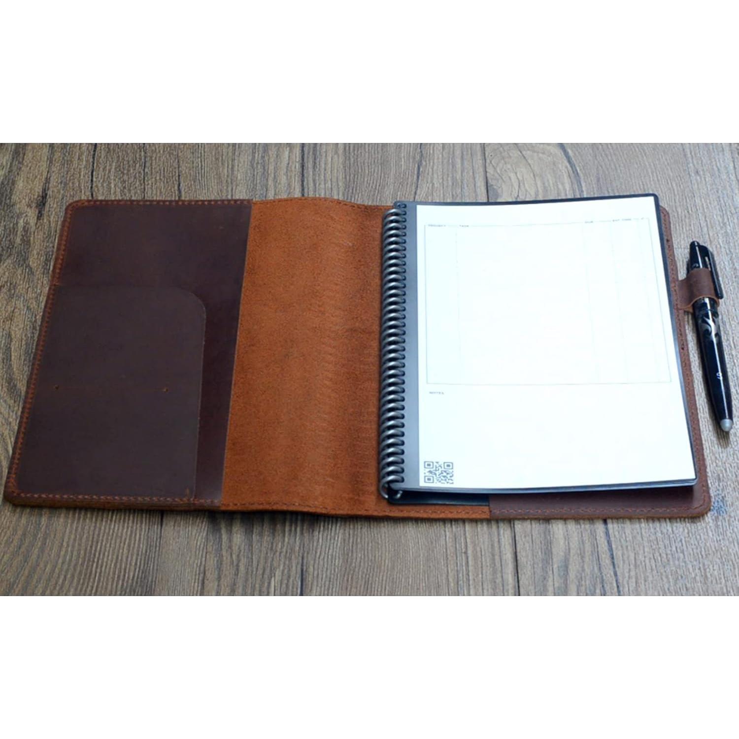 Cubierta de Cuaderno de Cuero YIYUS A4 Marrón para Rocketbook