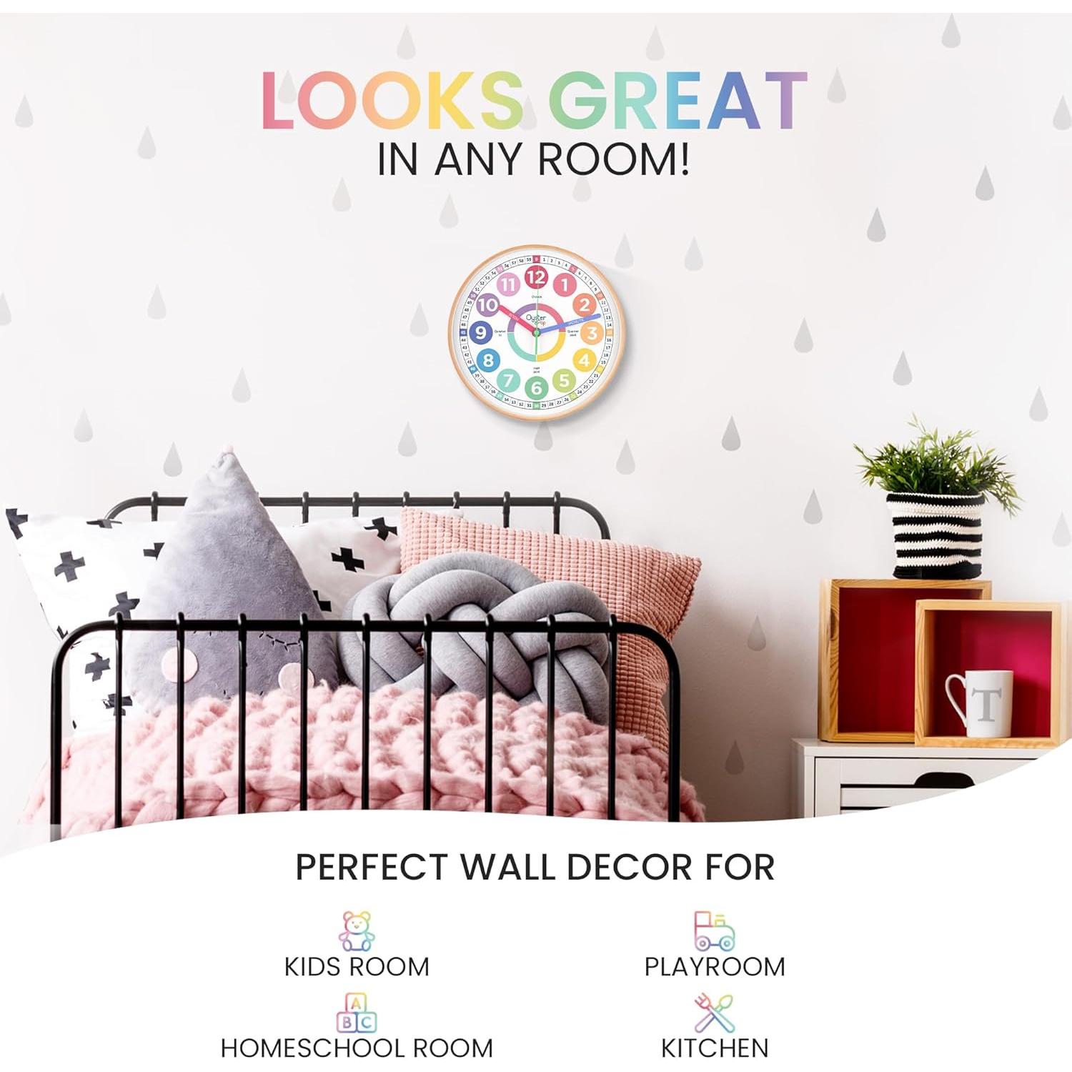 Reloj de Aprendizaje Silencioso Oyster&Pop 10" para Niños