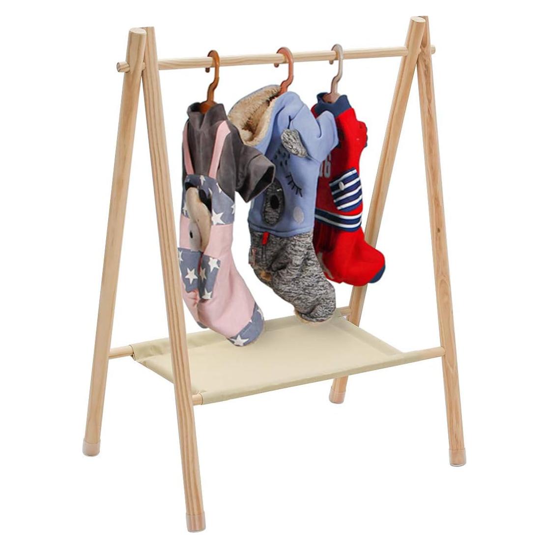 Perchero de Madera Morimoe Mediano Beige para Mascotas y Bebés