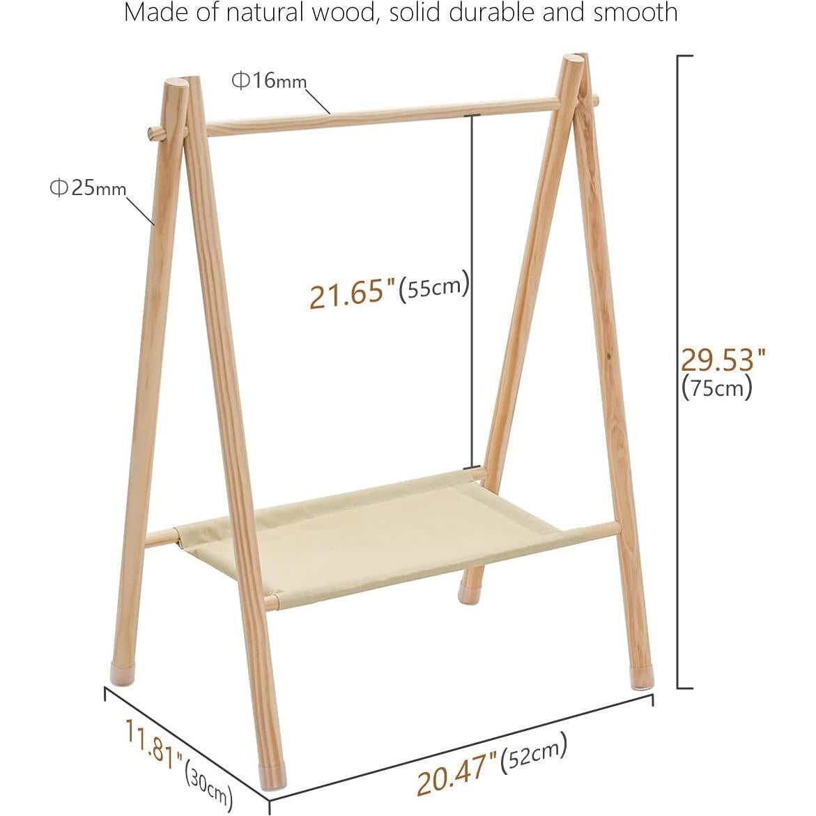 Perchero de Madera Morimoe Mediano Beige para Mascotas y Bebés