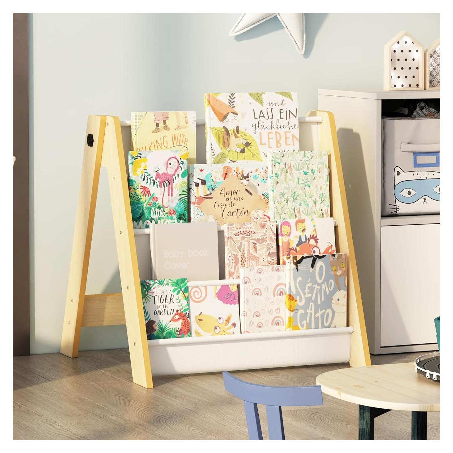 Estantería Plegable para Niños NACHES 4 Niveles Madera Natural