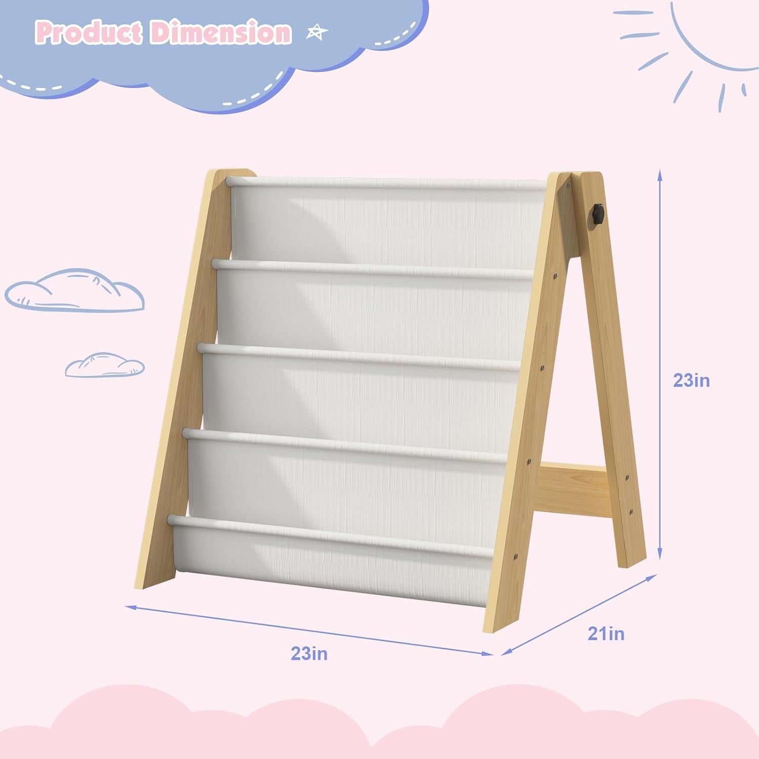 Estantería Plegable para Niños NACHES 4 Niveles Madera Natural