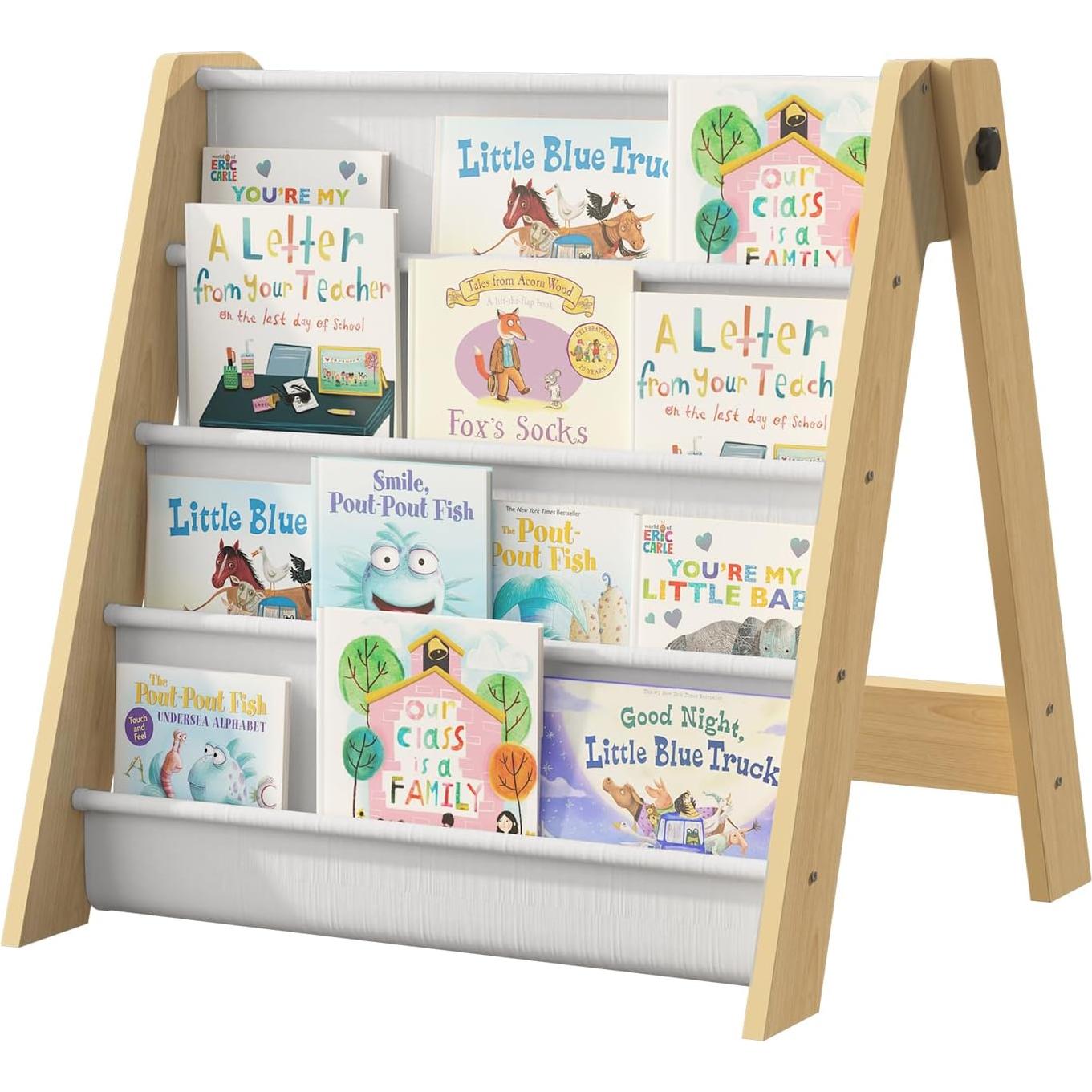 Estantería Plegable para Niños NACHES 4 Niveles Madera Natural