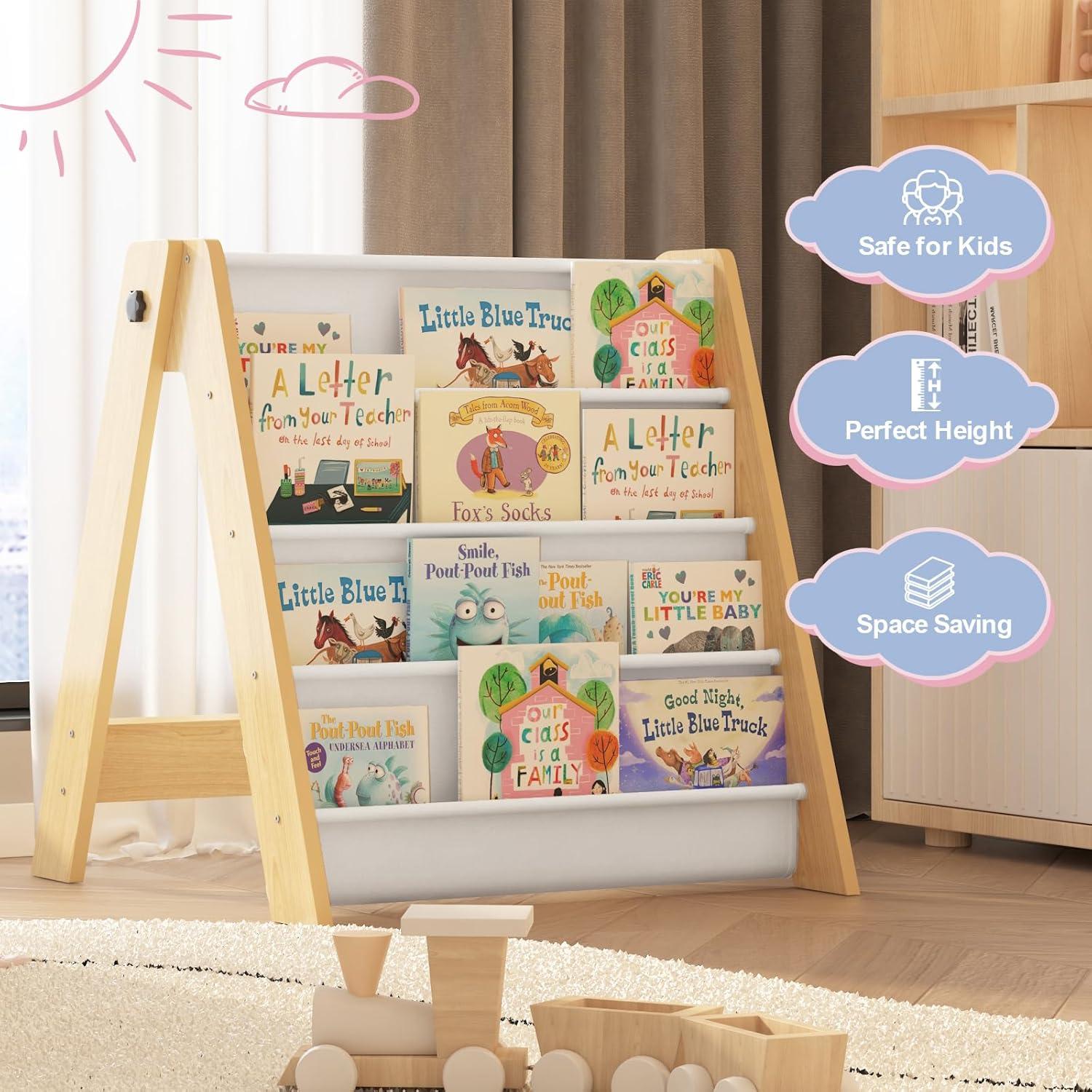 Estantería Plegable para Niños NACHES 4 Niveles Madera Natural