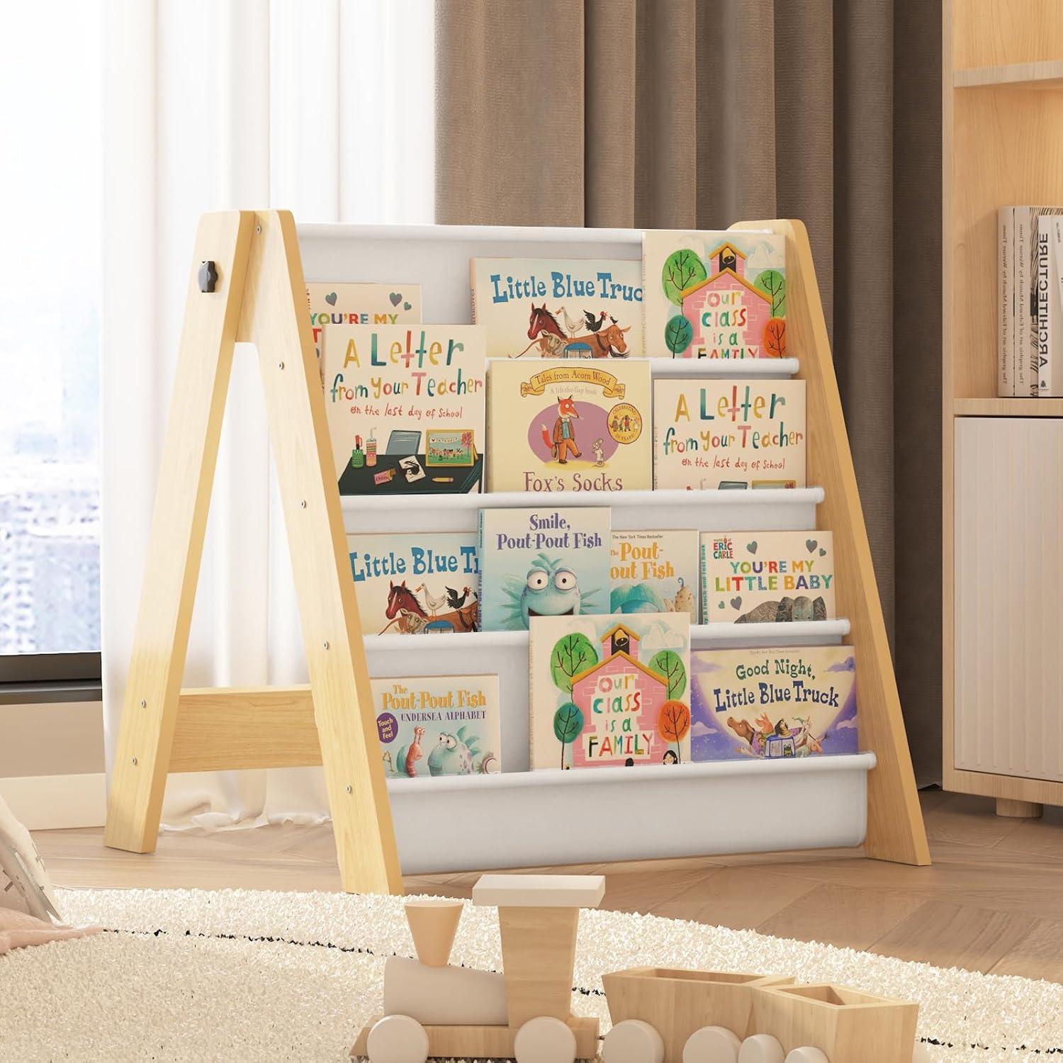 Estantería Plegable para Niños NACHES 4 Niveles Madera Natural