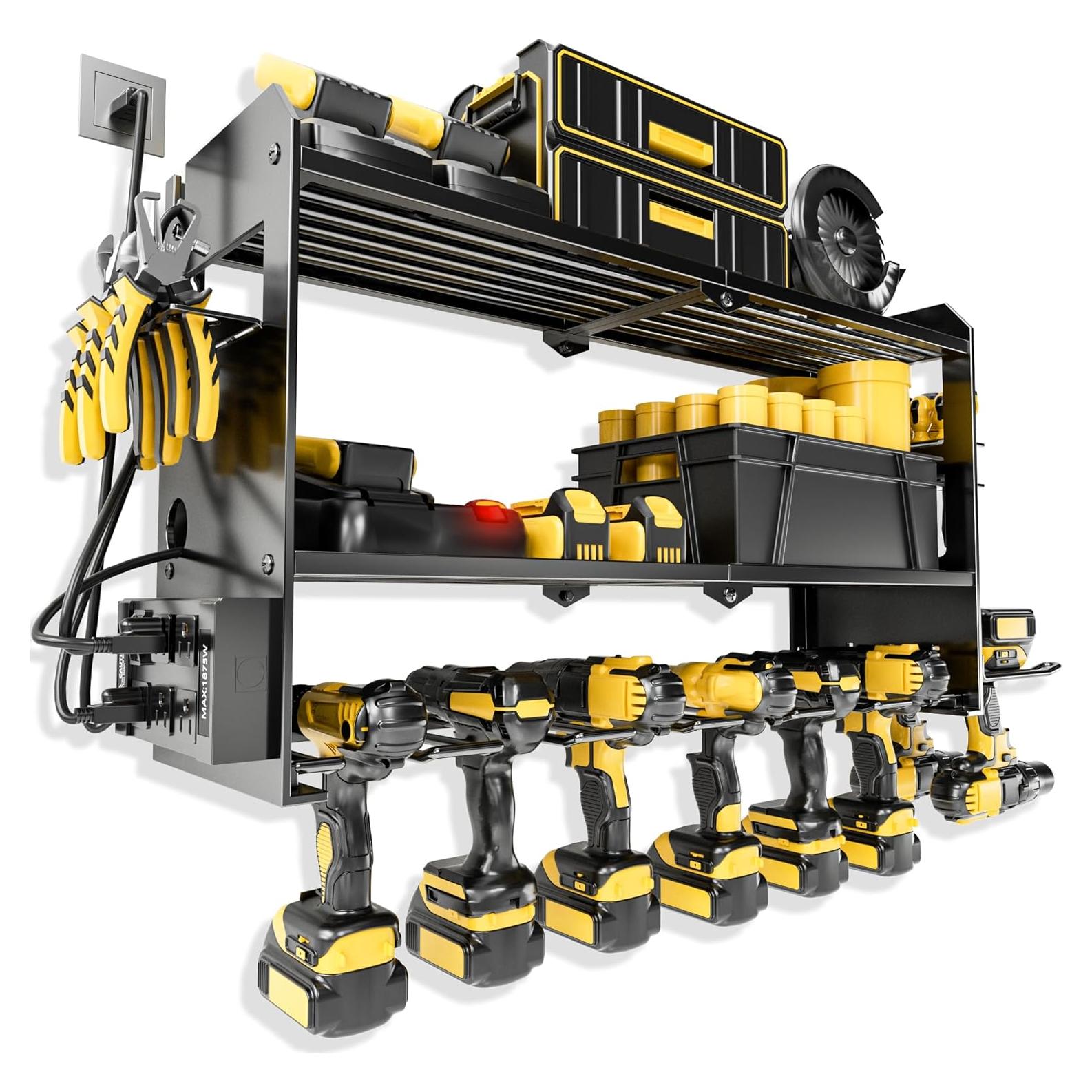 Organizador de Herramientas de Pared MASSOOAN con Toma de Corriente