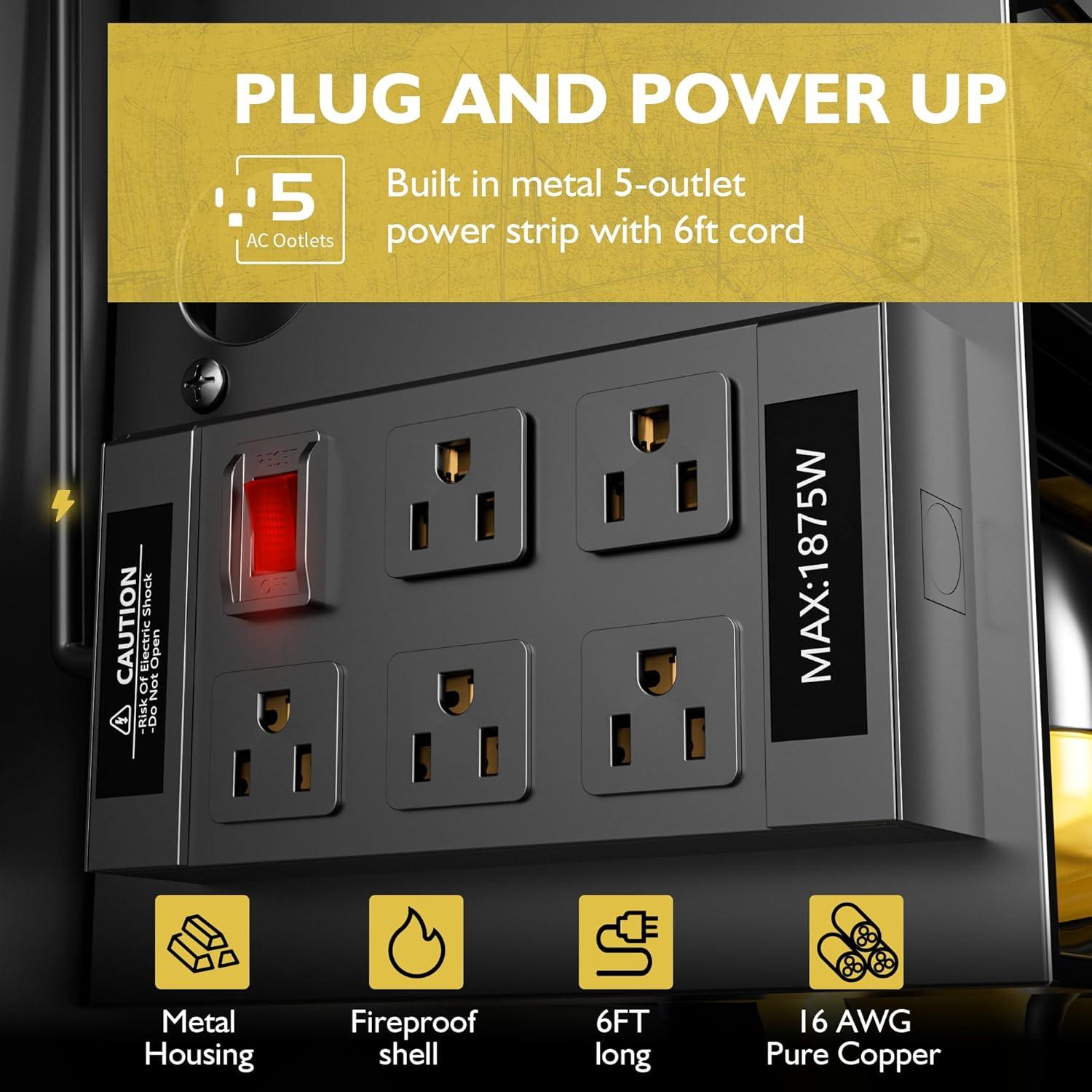 Organizador de Herramientas de Pared MASSOOAN con Toma de Corriente